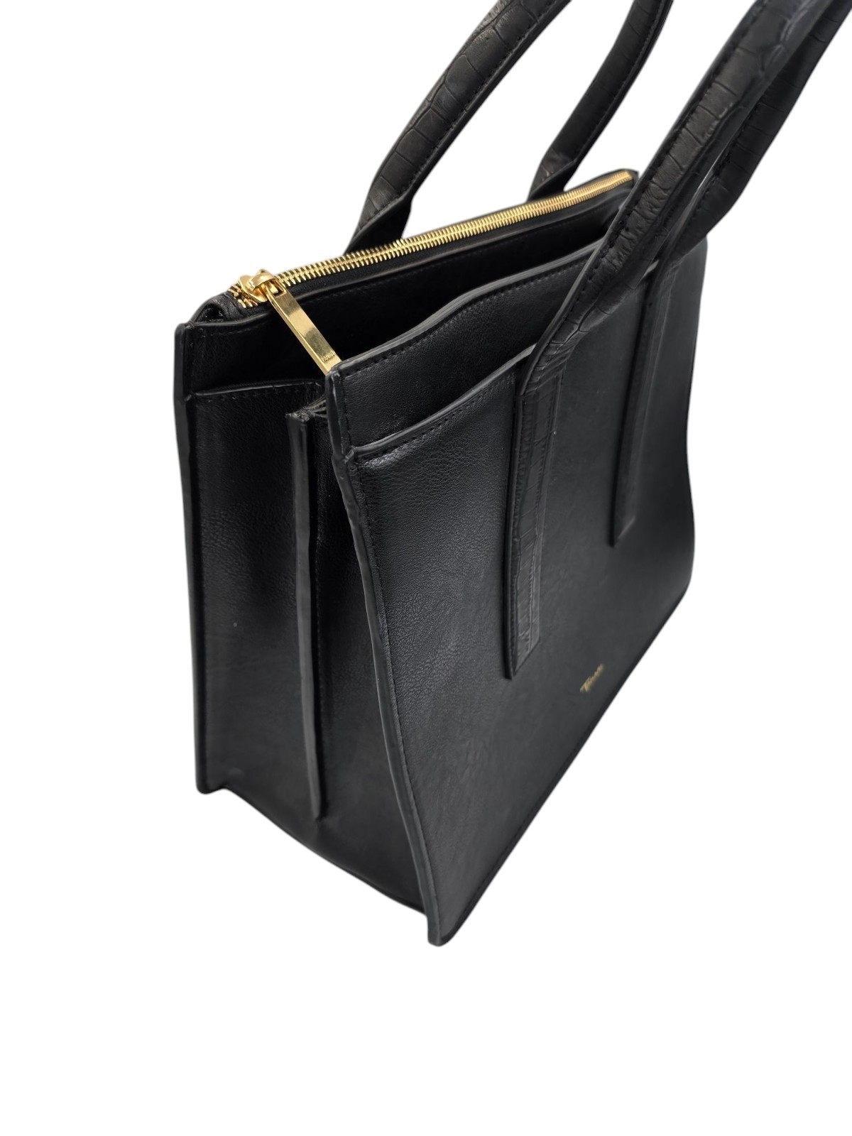 Large Tahari Double Handle Purse Tote Bag 13.5″x10.25″x6″ Black Very HTF RARE