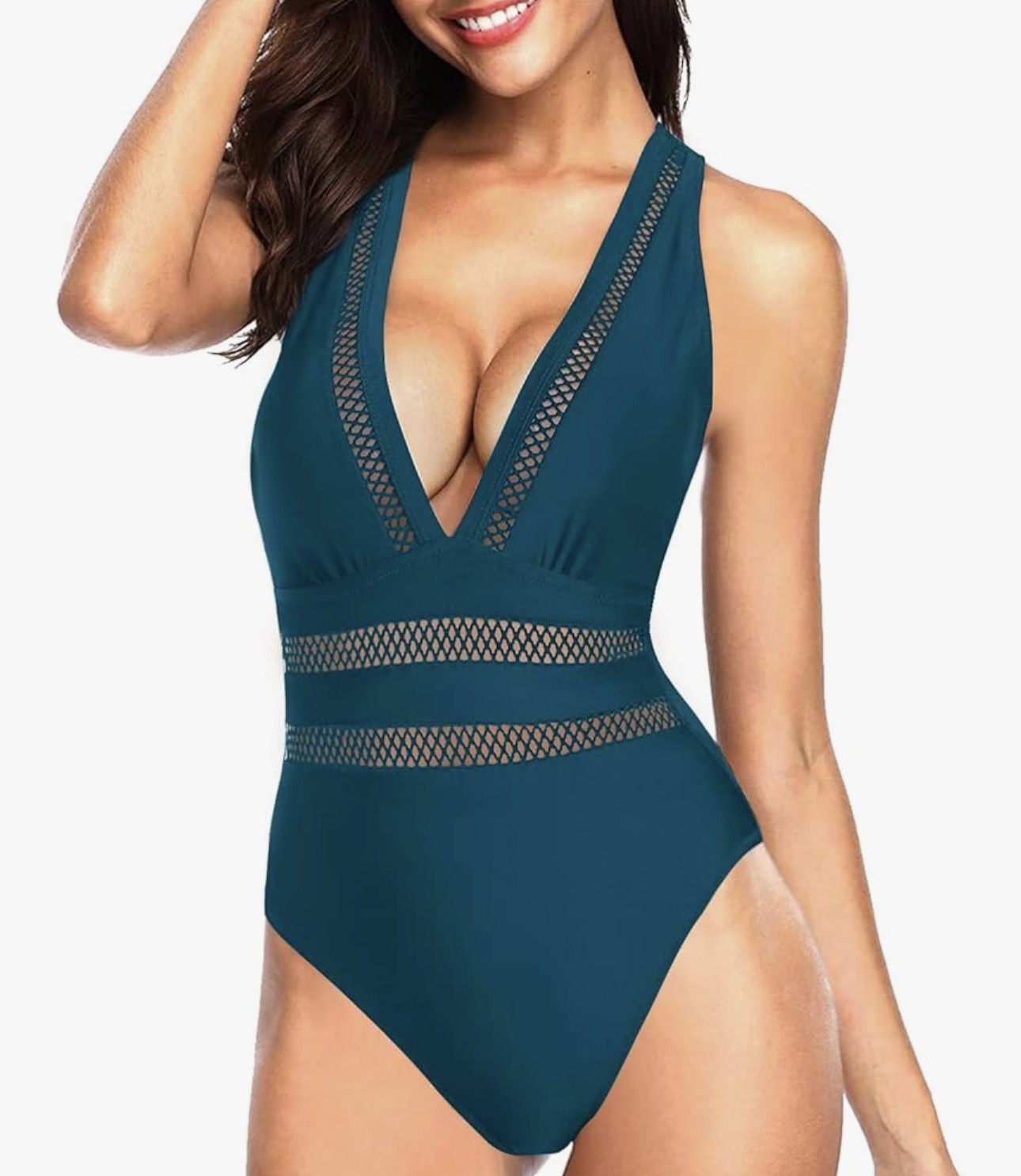 Tempt Me Plunge Sexy Hollow Out Monokini Size S BlueGreen One Piece Swimsuit NWT