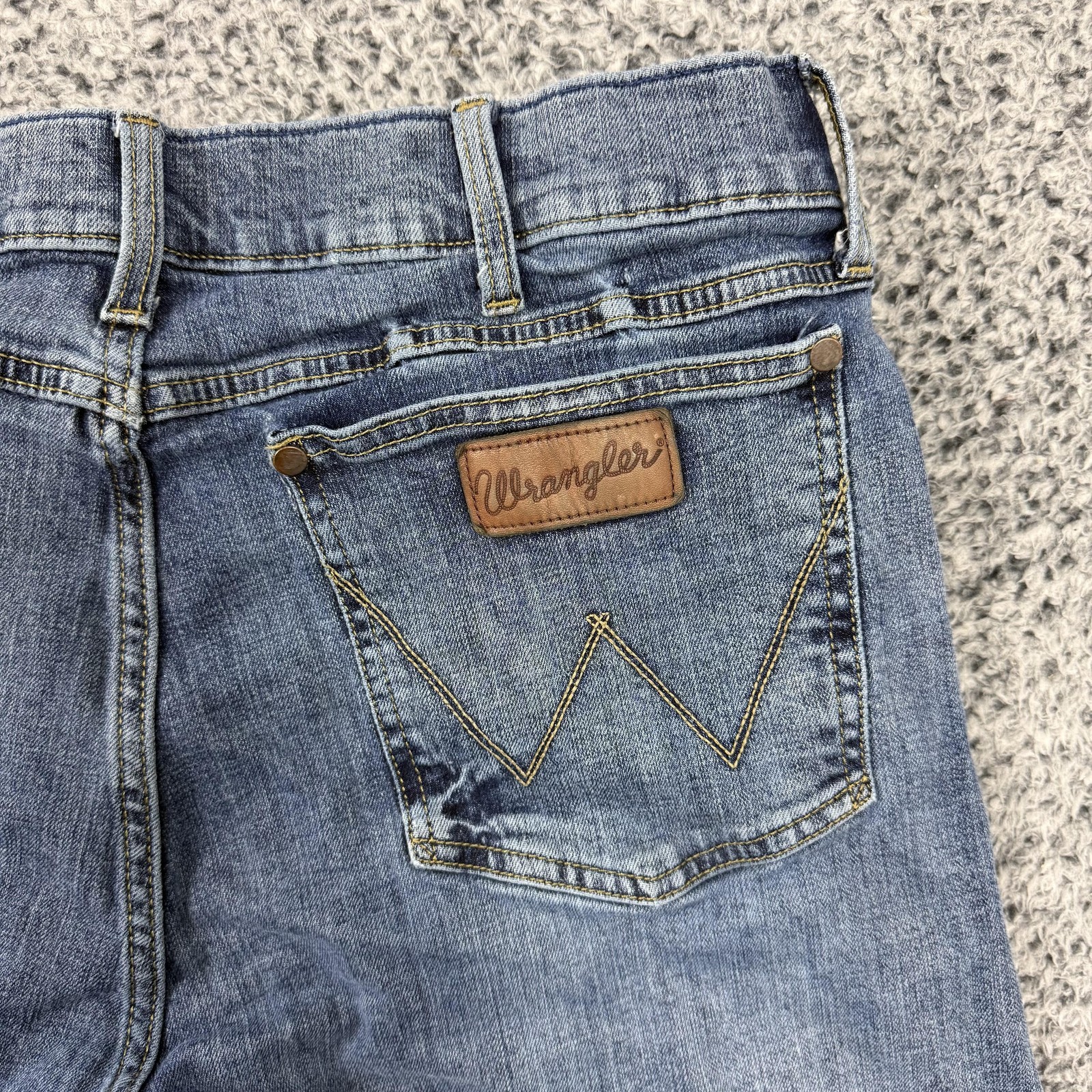 Wrangler Retro Jeans Mens 35×32 Blue Denim Slim Bootcut Stretch Medium Wash