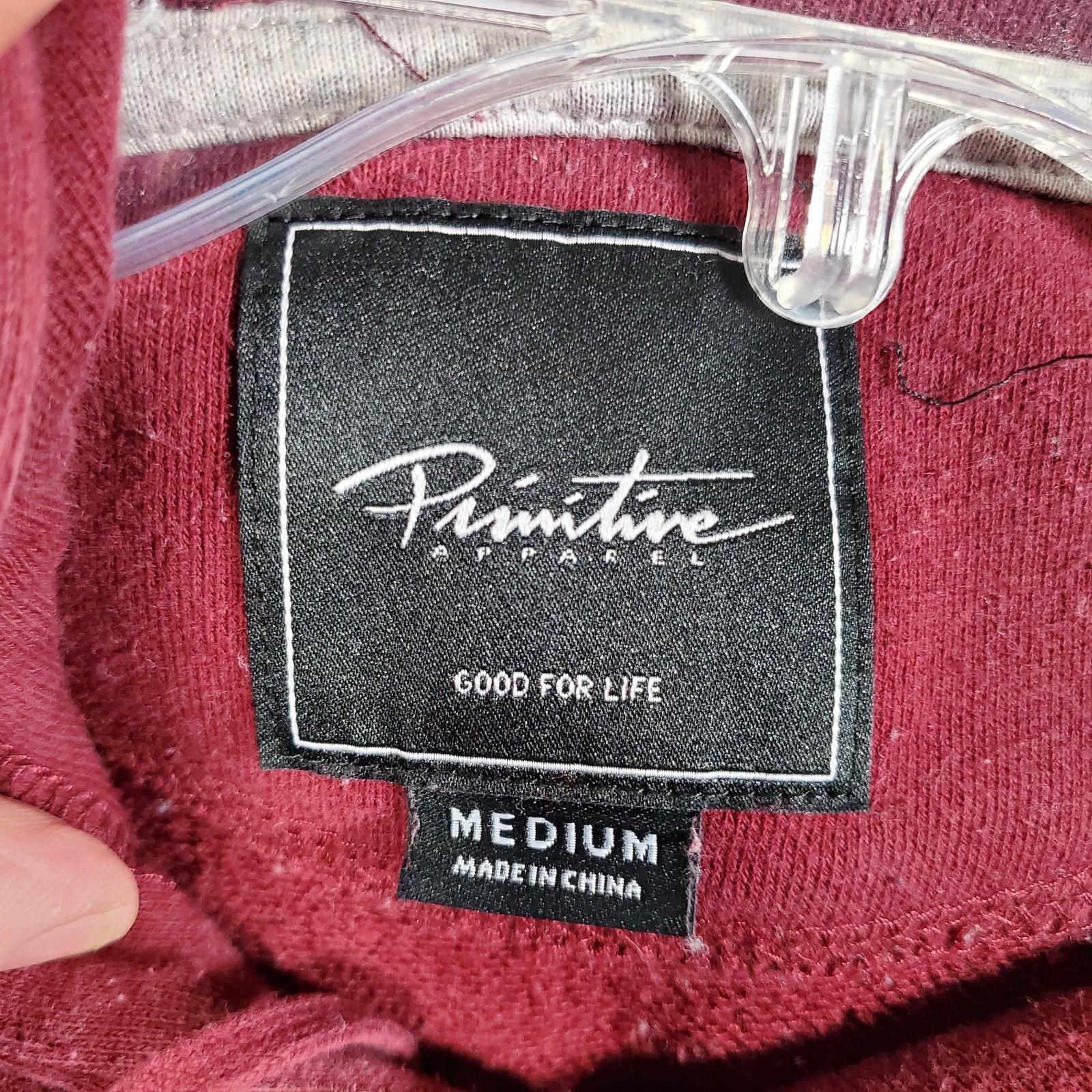 Primitive Apparel Hoodie Mens M Red Gray Blue Colorblock Stitched Logo Skater