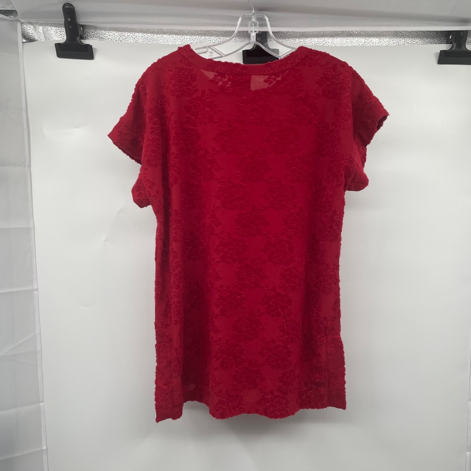 Wallpapher Womens Textured Pullover Top Cap Sleeve Red Size Small