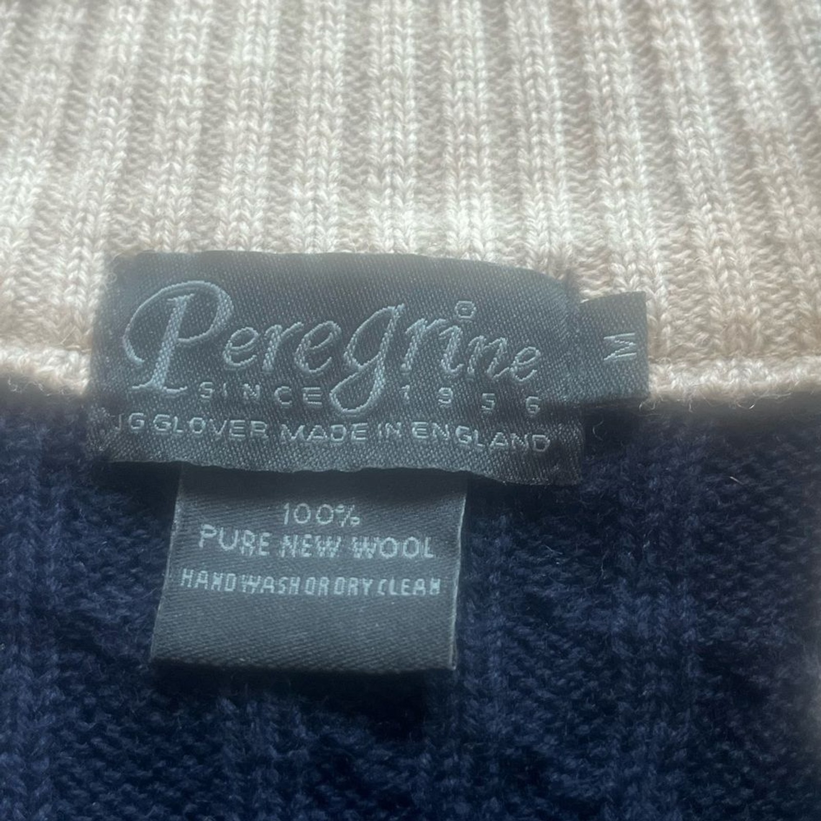 Peregrine Navy Wool Cable Knit Fisherman’s Sweater 1/3 Zip Pullover M