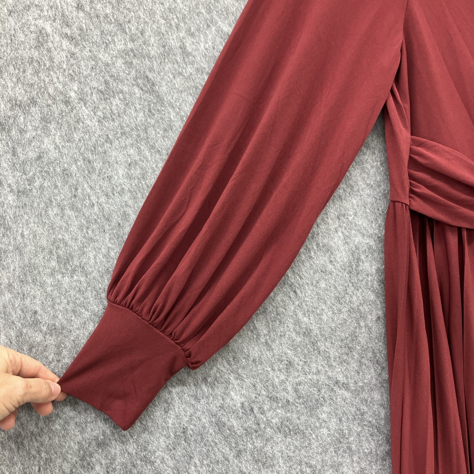 Eloquii Knot Front Pleated Midi Dress Womens 16 Burgundy Party Cruise NEW