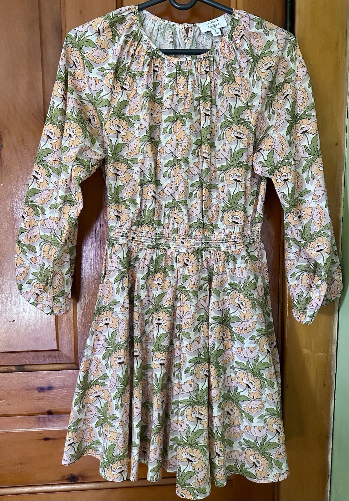 J.CREW Liberty Fabric Floral Fit & Flare Smocked Waist Button Front Dress S