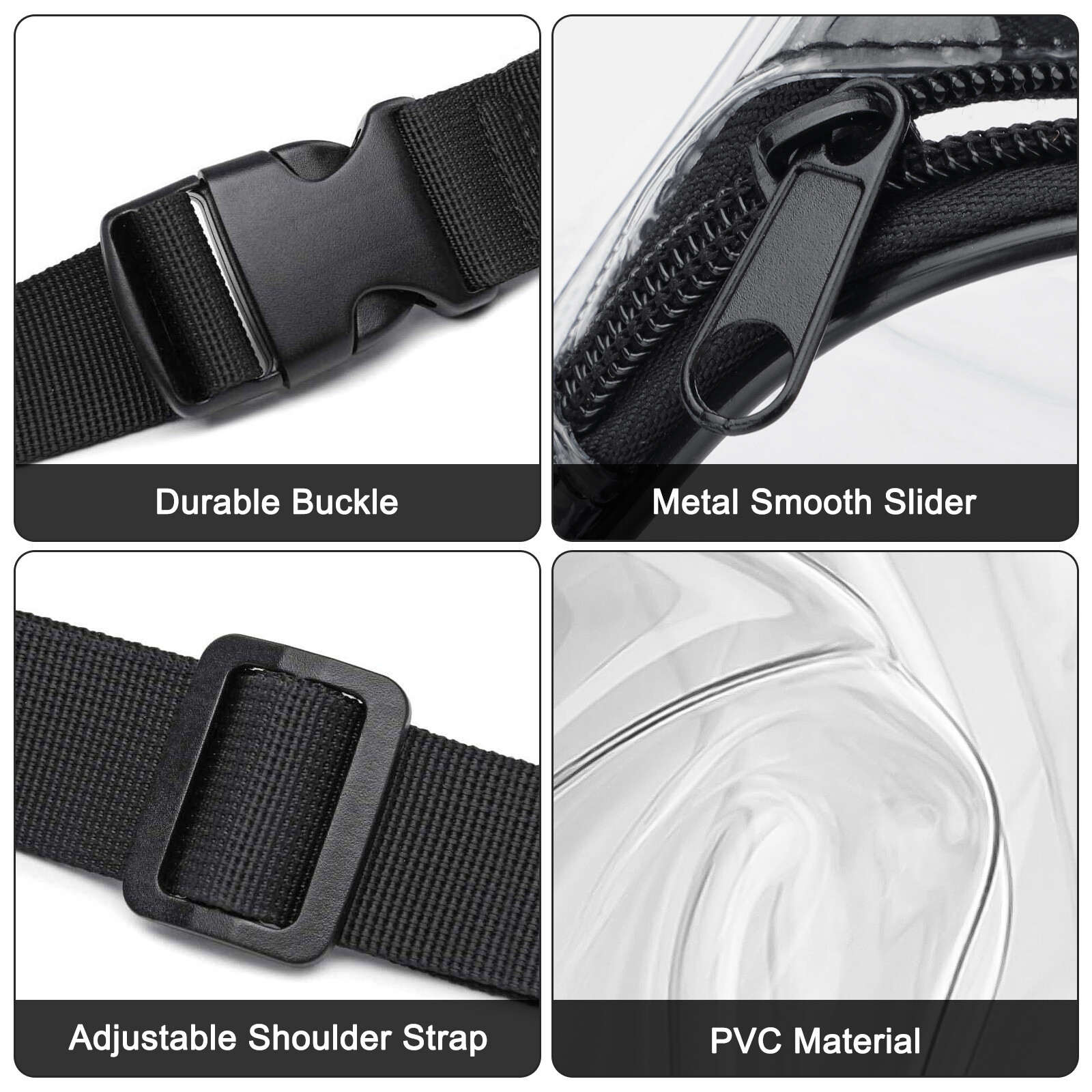 Waterproof Clear Waist Bag Transparent Zip Fanny Pouch Adjustable Strap Outdoor