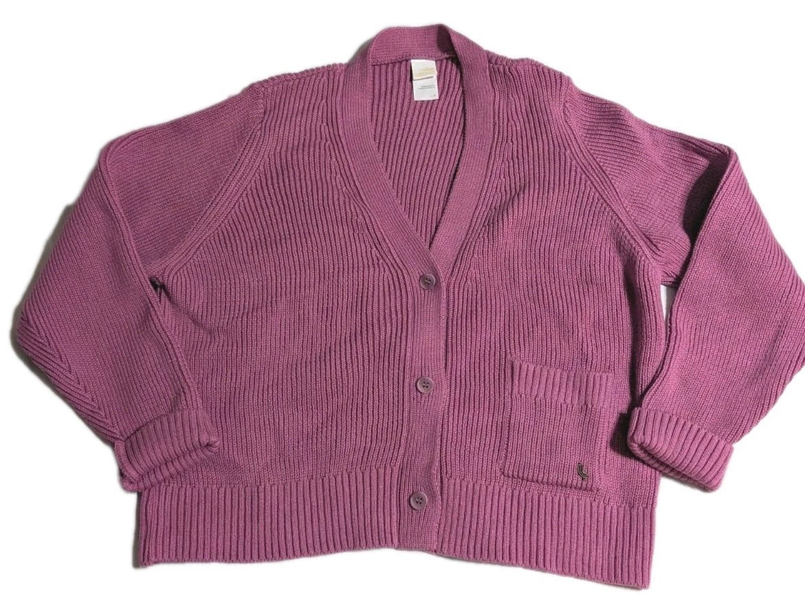 Lole Women’s L Pink Rib Knit Cotton Cardigan Sweater Pocket Portugal Excellent