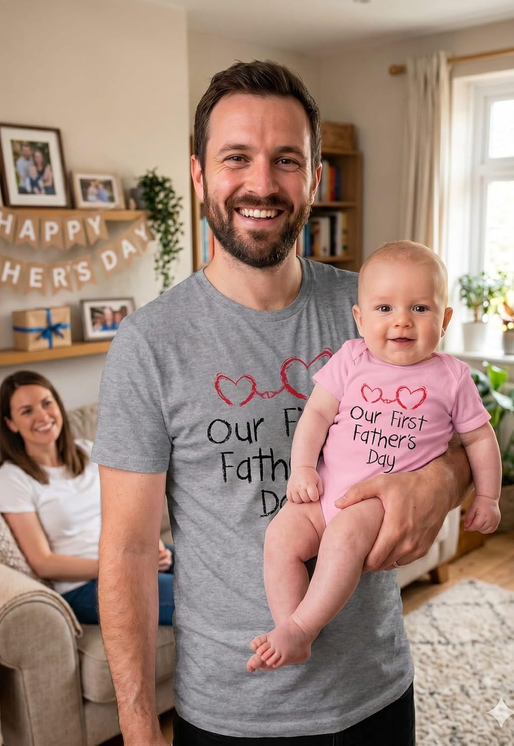 Our First Father’S Day Dad and Baby Matching Shirts – New Dad Gift Set with Men’