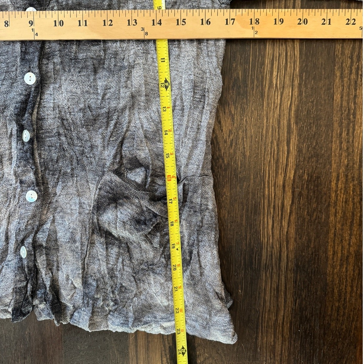 Alembika | Crinkle Knit Cardigan Gray Abstract Stretch Button Front Size 2 Med