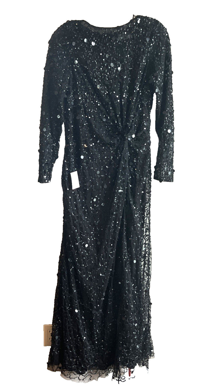 Quiz Embellished Black Sparkle Evening Dress Gown – sz 6 / 10 UK -msrp $350