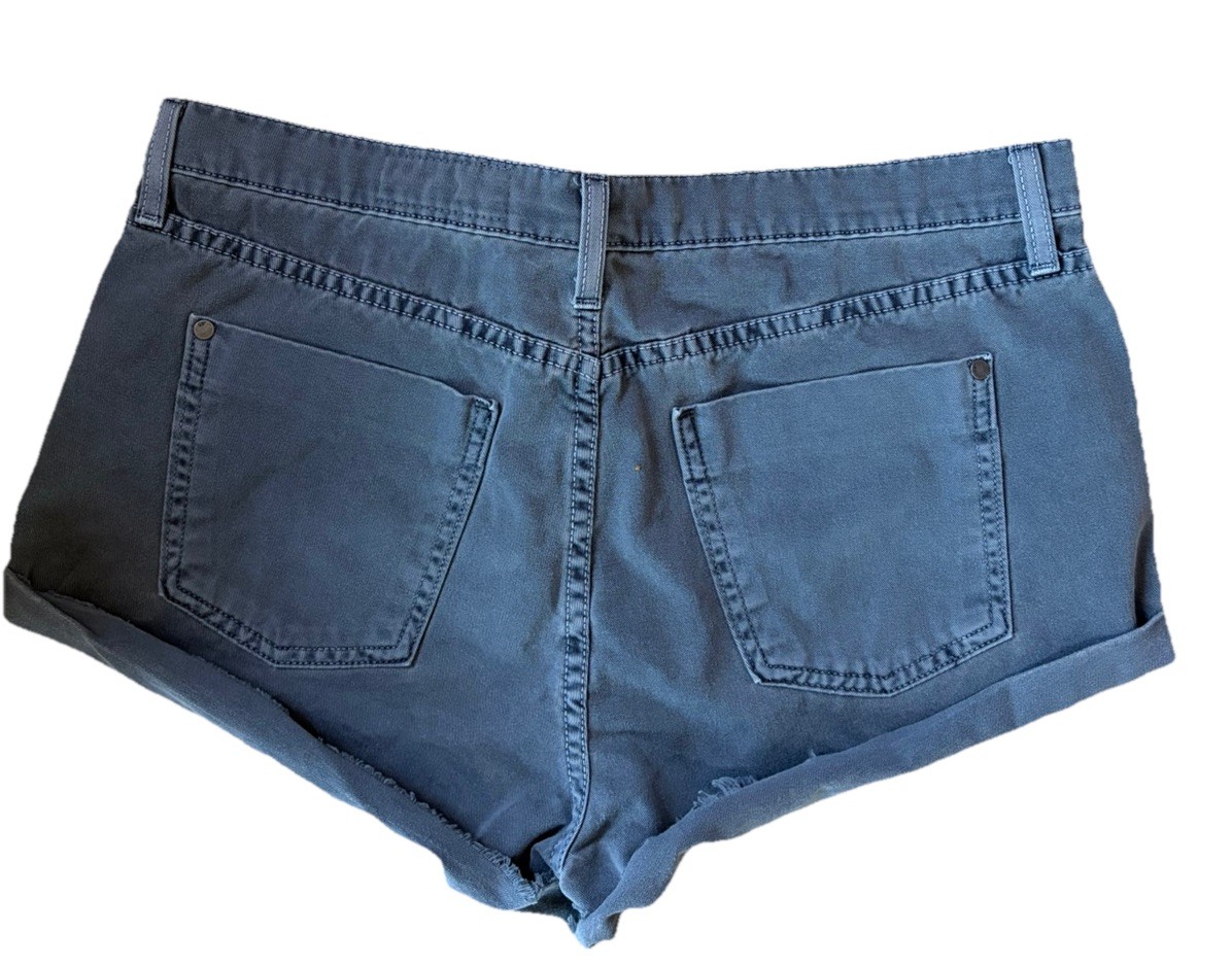 Pistola Gigi Distressed Denim Cutoff Shorts Gray Jean Cuffed Size Large L
