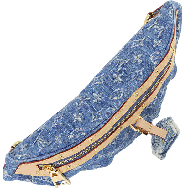 AUTH LOUIS VUITTON BODY BAG HIGH RISE LV REMIX LEATHER BLUE DENIM W36XH15XD7CM
