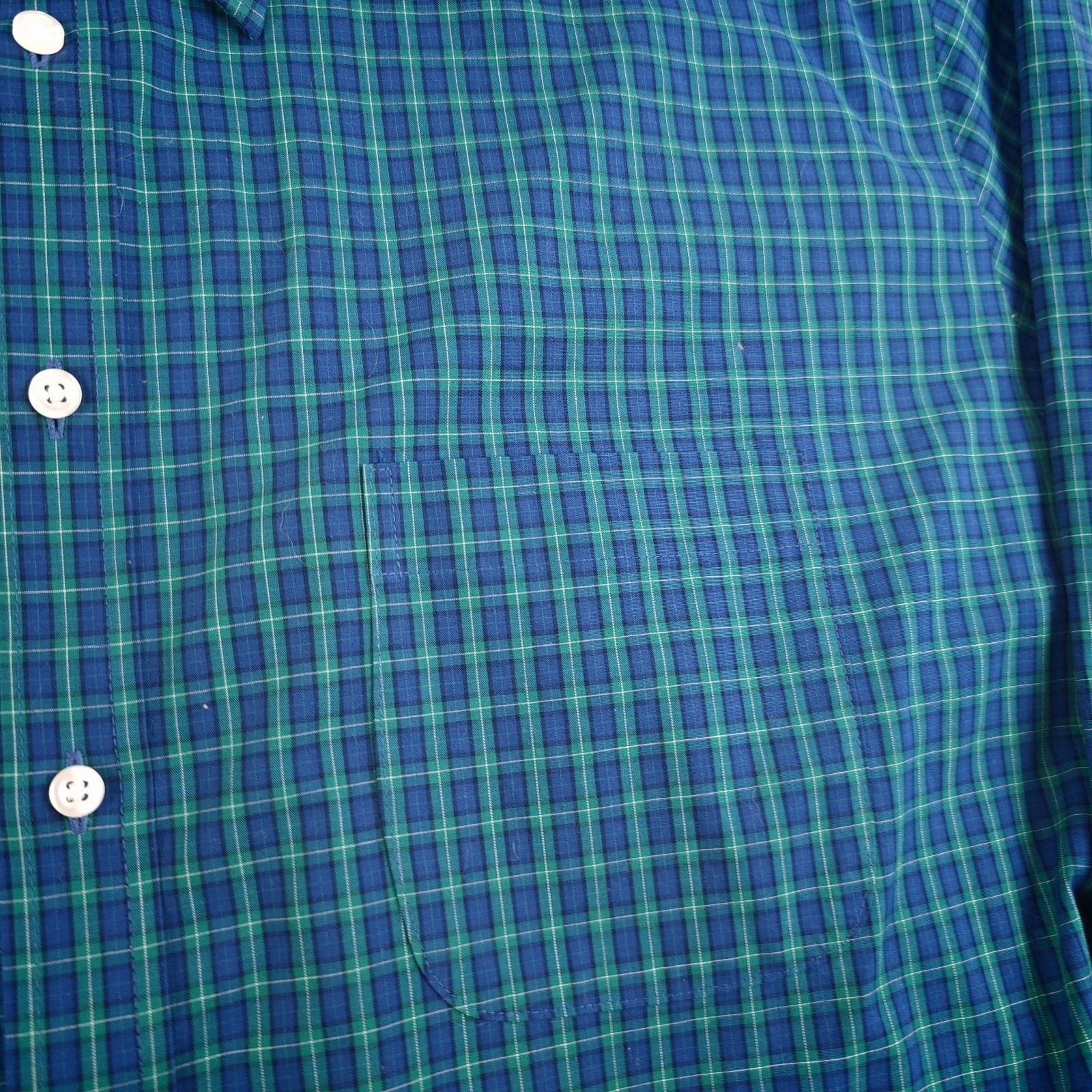Stafford Travel Performance Super Shirt Mens 18 34/35 Blue Green Check Point