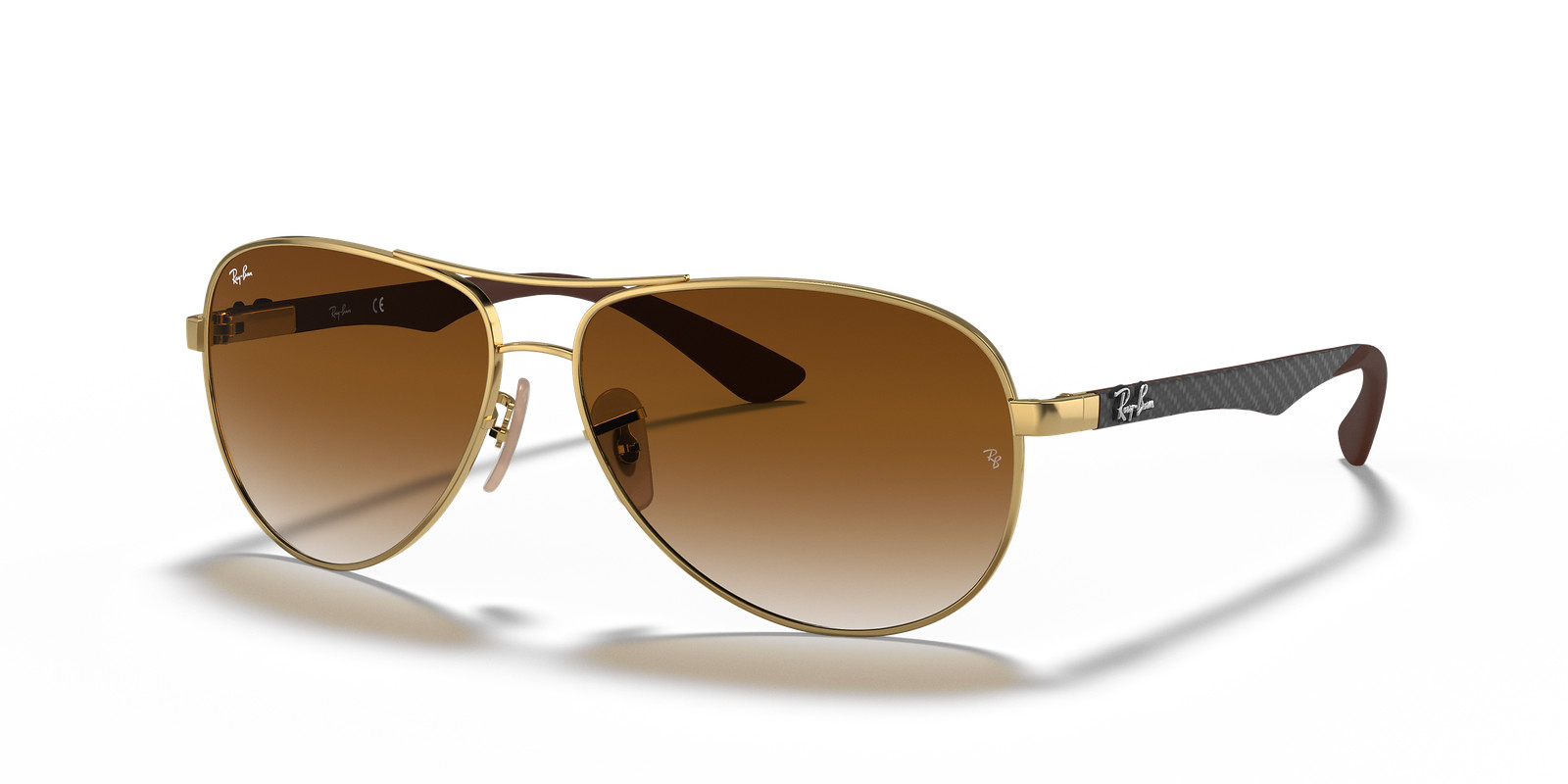 Ray-Ban Carbon Fibre Gold/Brown Gradient 61 mm Sunglasses RB8313 001/51 61-13