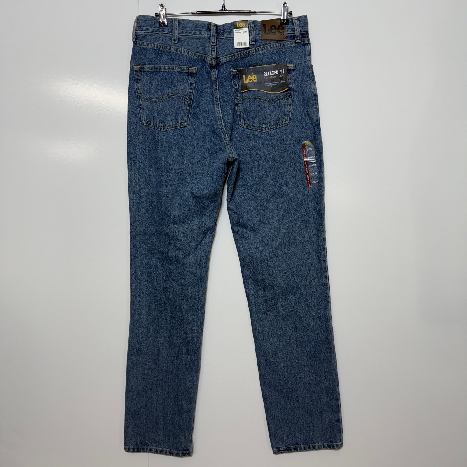 Lee Jeans Mens Measures 35×36 Tag Sz 35×34 Blue Relaxed Straight Stone Wash