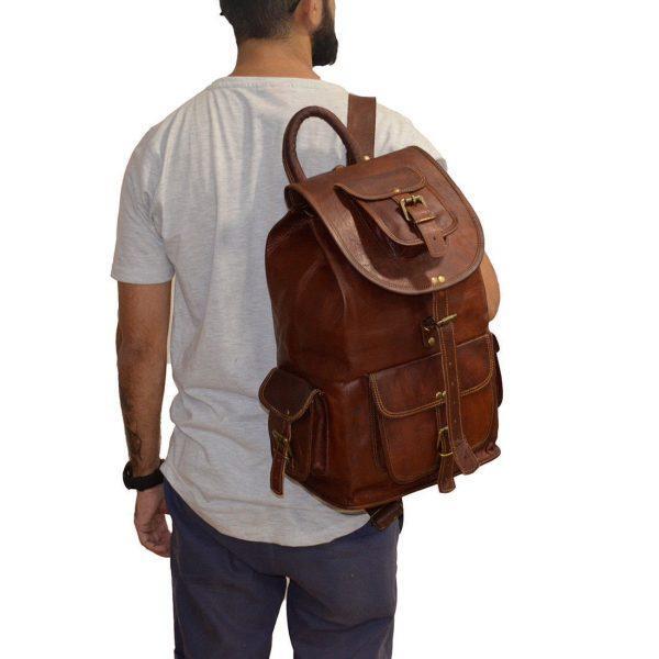 Handmade Backpack Top-Quality Genuine Vintage Leather Rucksack Travel Laptop Bag