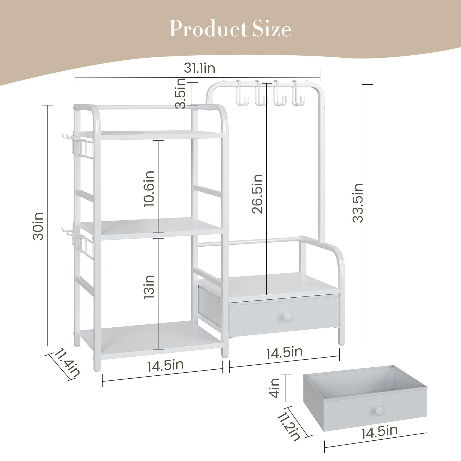 Purse Organizer for Closet, with Bottom Drawer, Extra Large Capacity 3 Tier H…