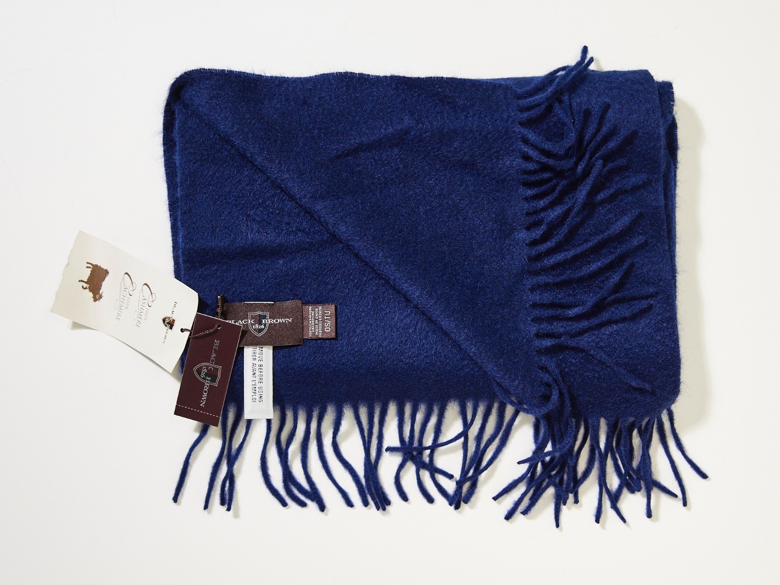 BLACK BROWN 1826 Mens Scarf 100% Cashmere Wool Winter NAVY BLUE NWT NEW