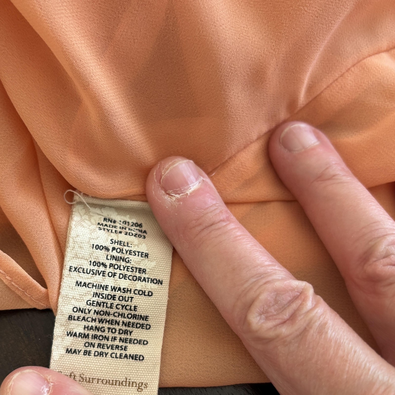 Soft Surroundings Carte Blanche Top M Peach Embroidered Chiffon Pleated Boho
