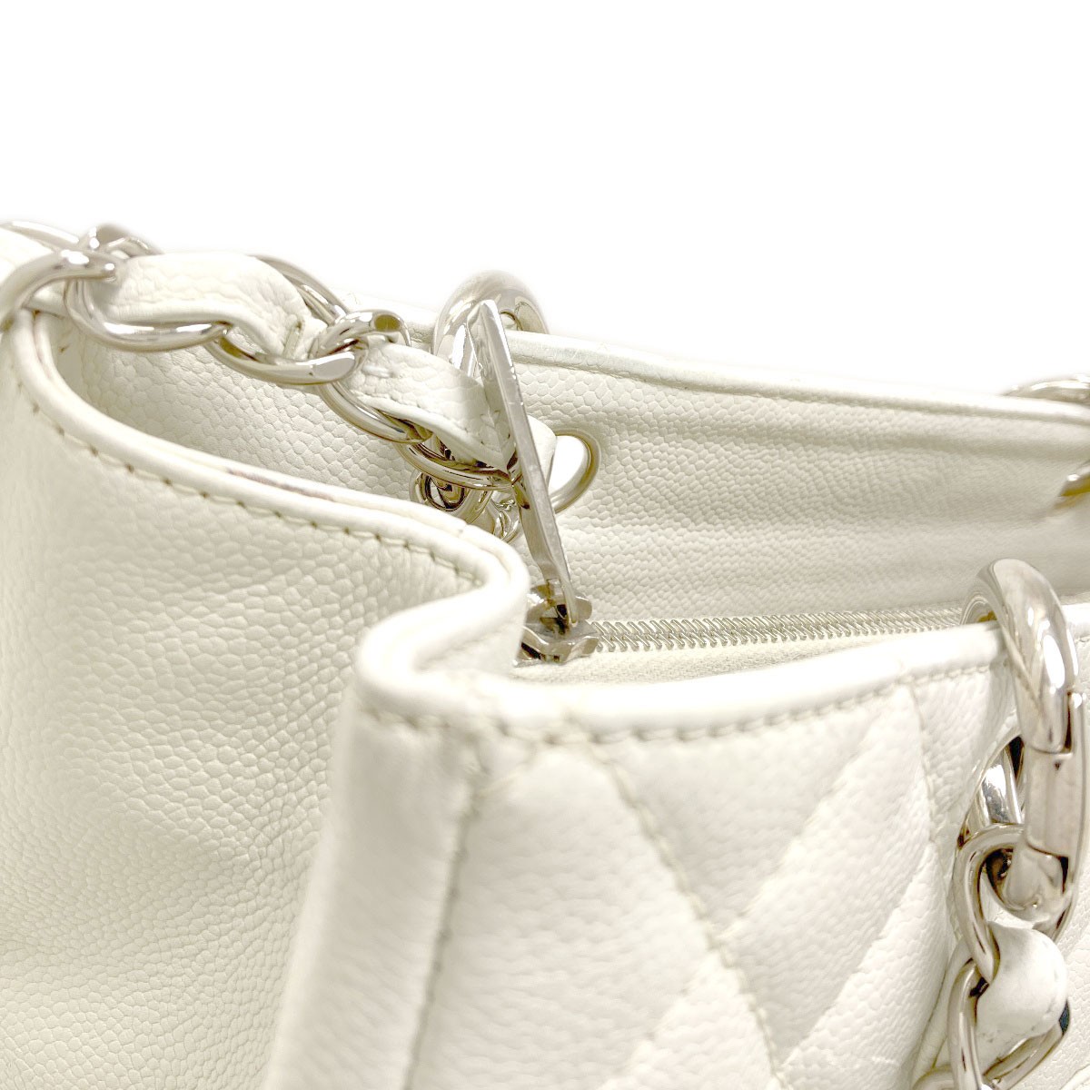 CHANEL COCO Mark Matelasse SilverHardware Tote Bag Grained Calfskin Skin L…