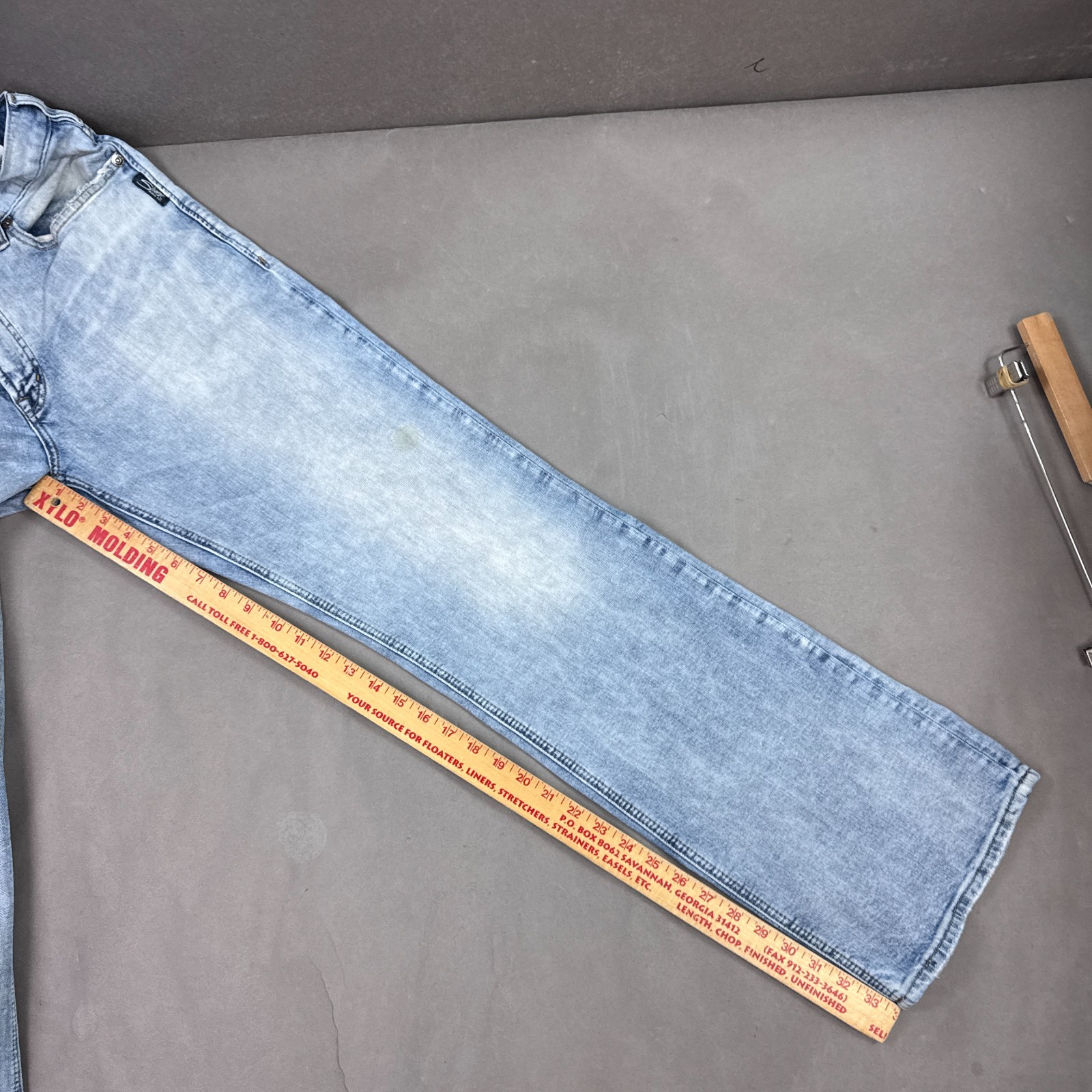 Silver Jeans Mens 34×34 Blue Craig Washed Out Faded Denim Pants Stretch Stone