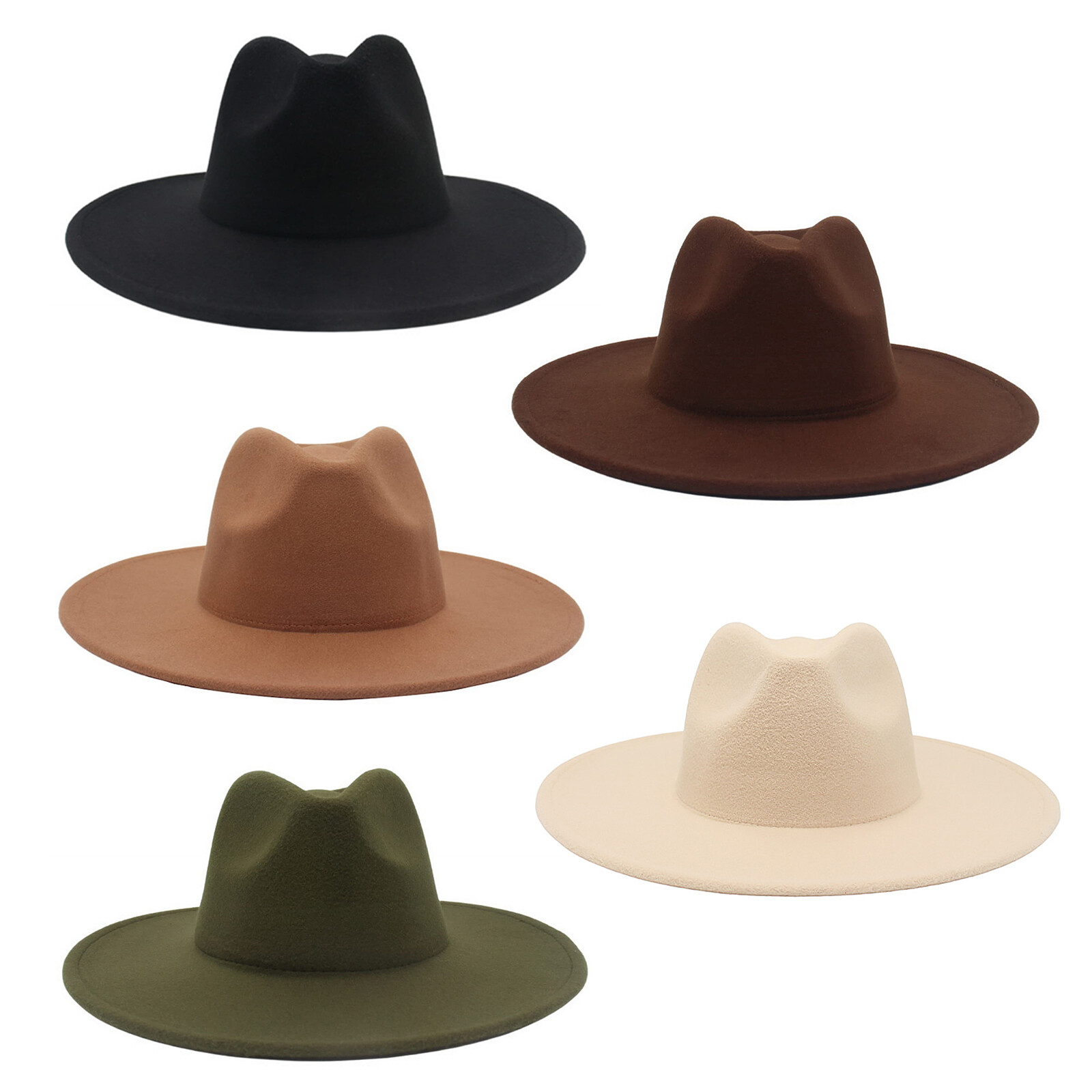 Classic Western Wide Brim Fedora Hat for Men Women Felt Jazz Panama Cap Trilby