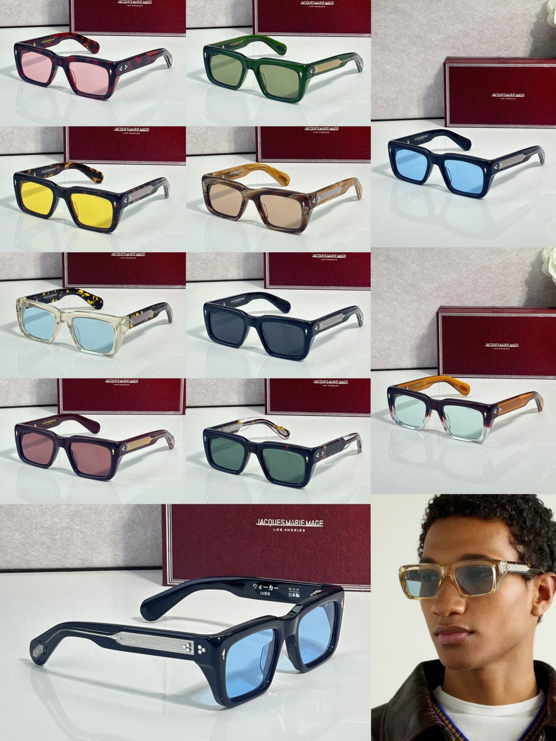 JACQUES MARIE MAG WALKER Black / Ice Blue Mirror 53□21-146 Sunglasses New