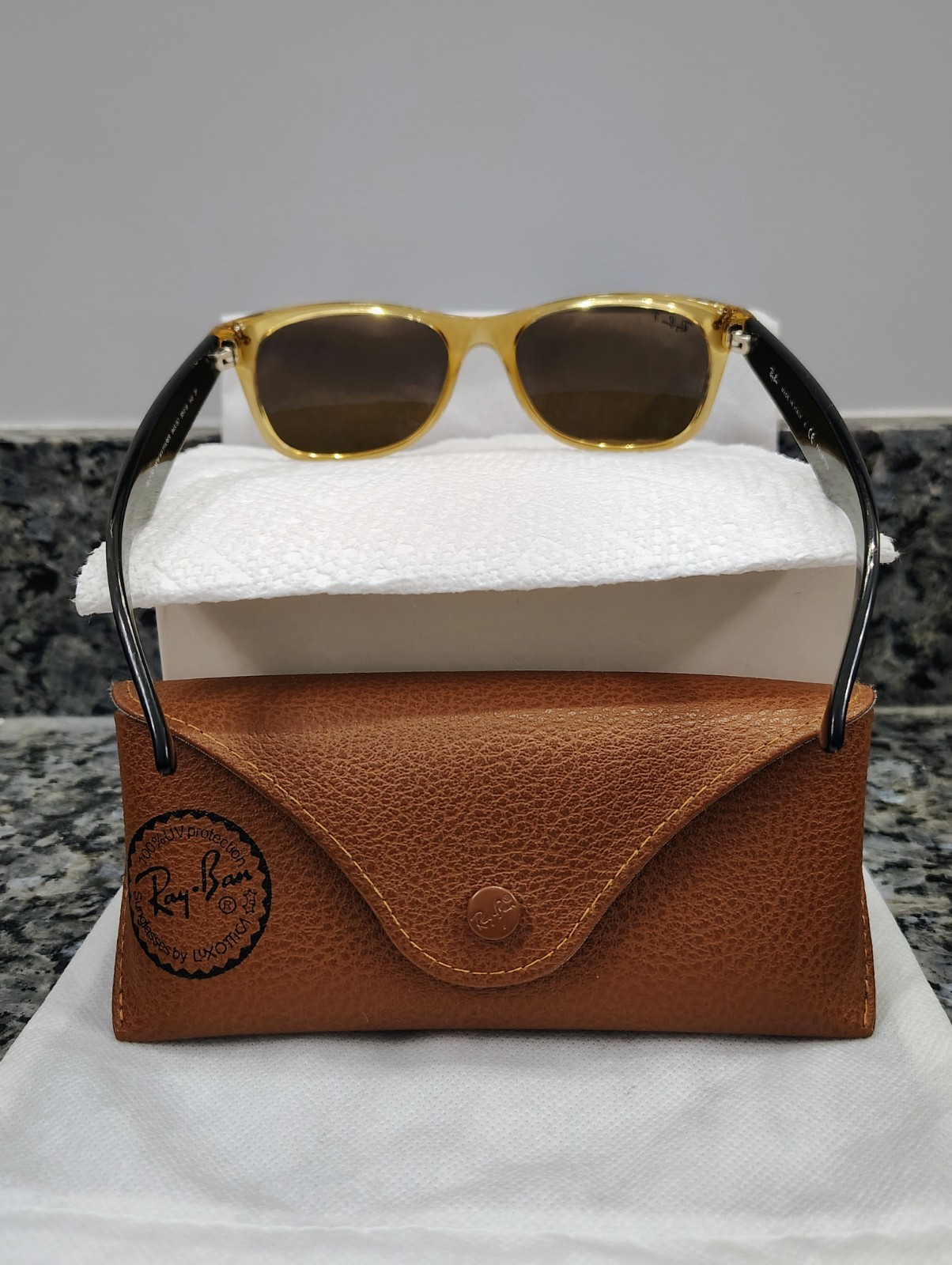 55-18mm RAY BAN RB2132 HONEY BROWN/BLACK BLEND POLARIZED NEW WAYFARER 945/57
