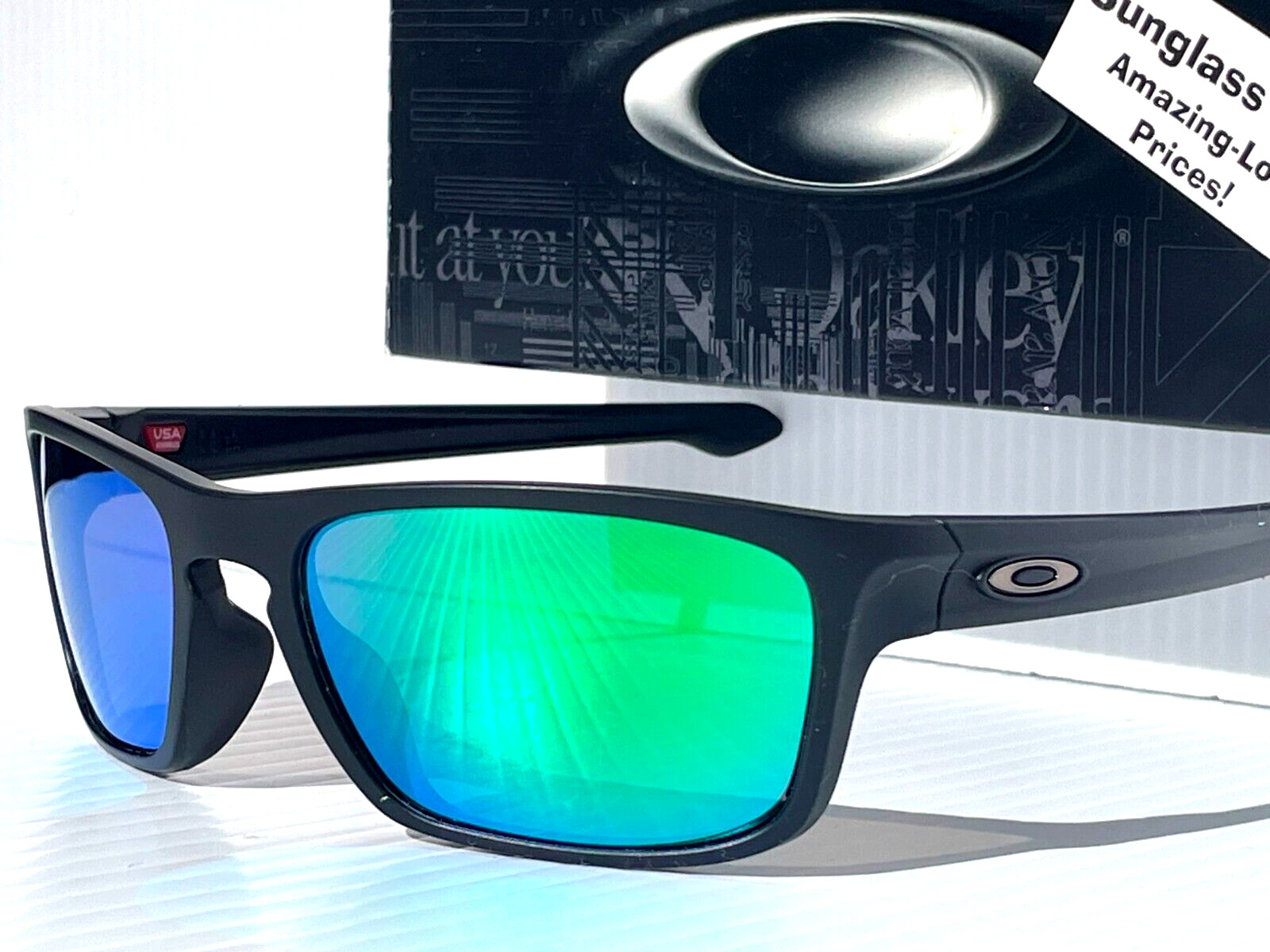 NEW Oakley SLIVER STEALTH Matte Black POLARIZED Galaxy Jade Lens Sunglass 9408