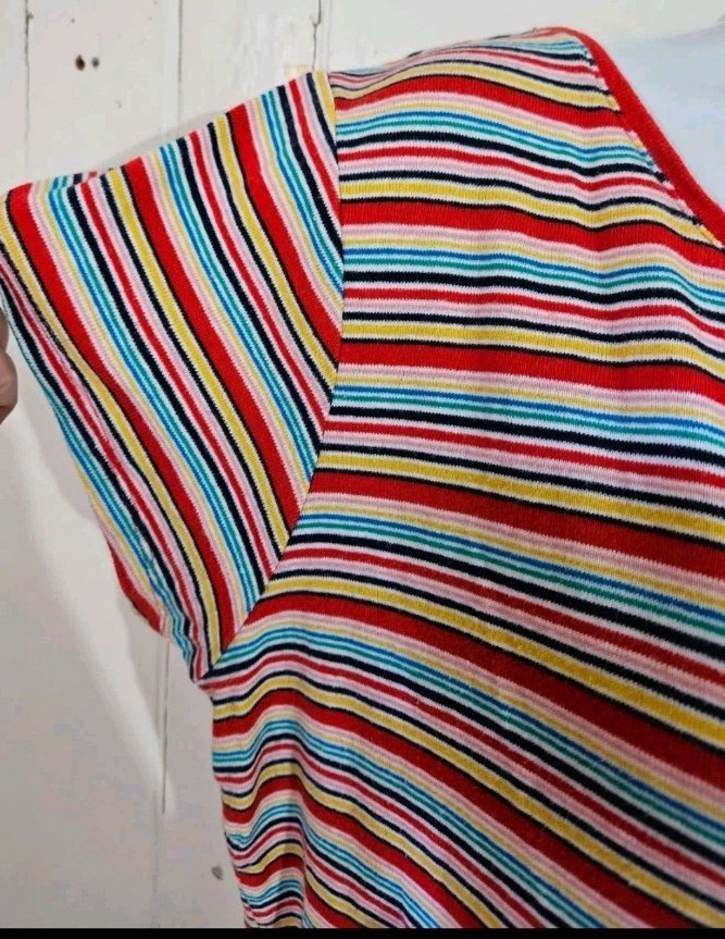 Papaya Matalan Size 18 T.shirt Top Multicolour Stripy 100% Cotton Short sleeve