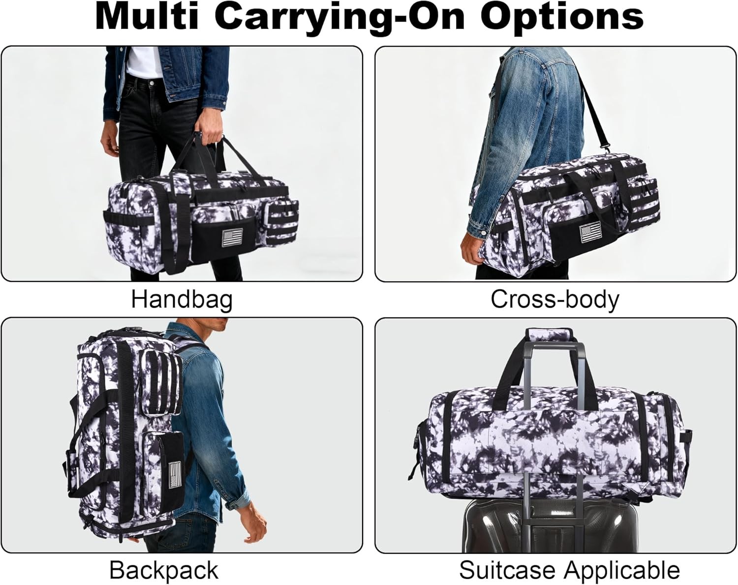 50L Tactical 3-in-1 Gym Duffle Backpack Laptop Shoe Compartment Travel Bag Black