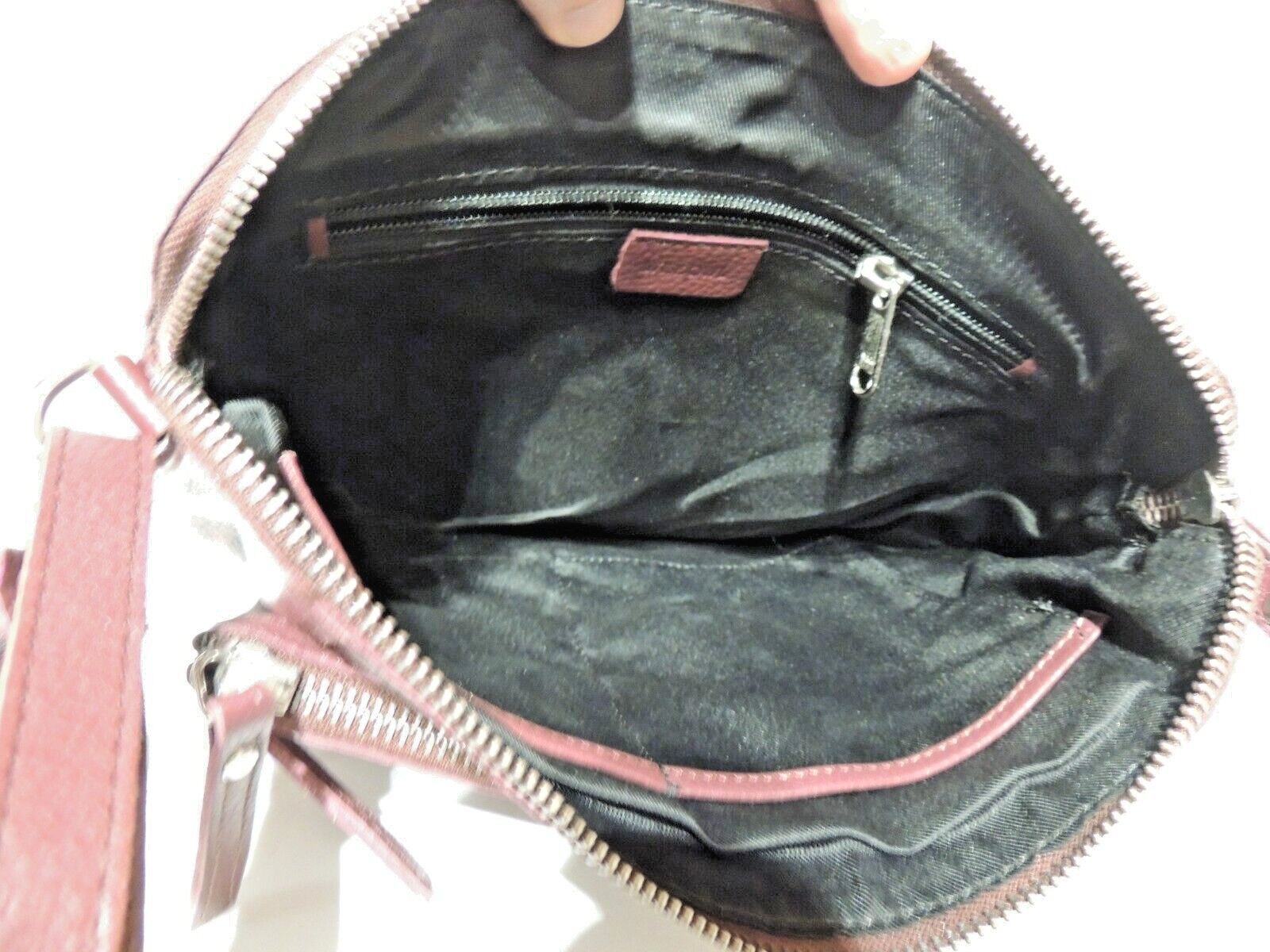 Wise Owl Purse Burgundy Leather Crossbody Shoulder Bag