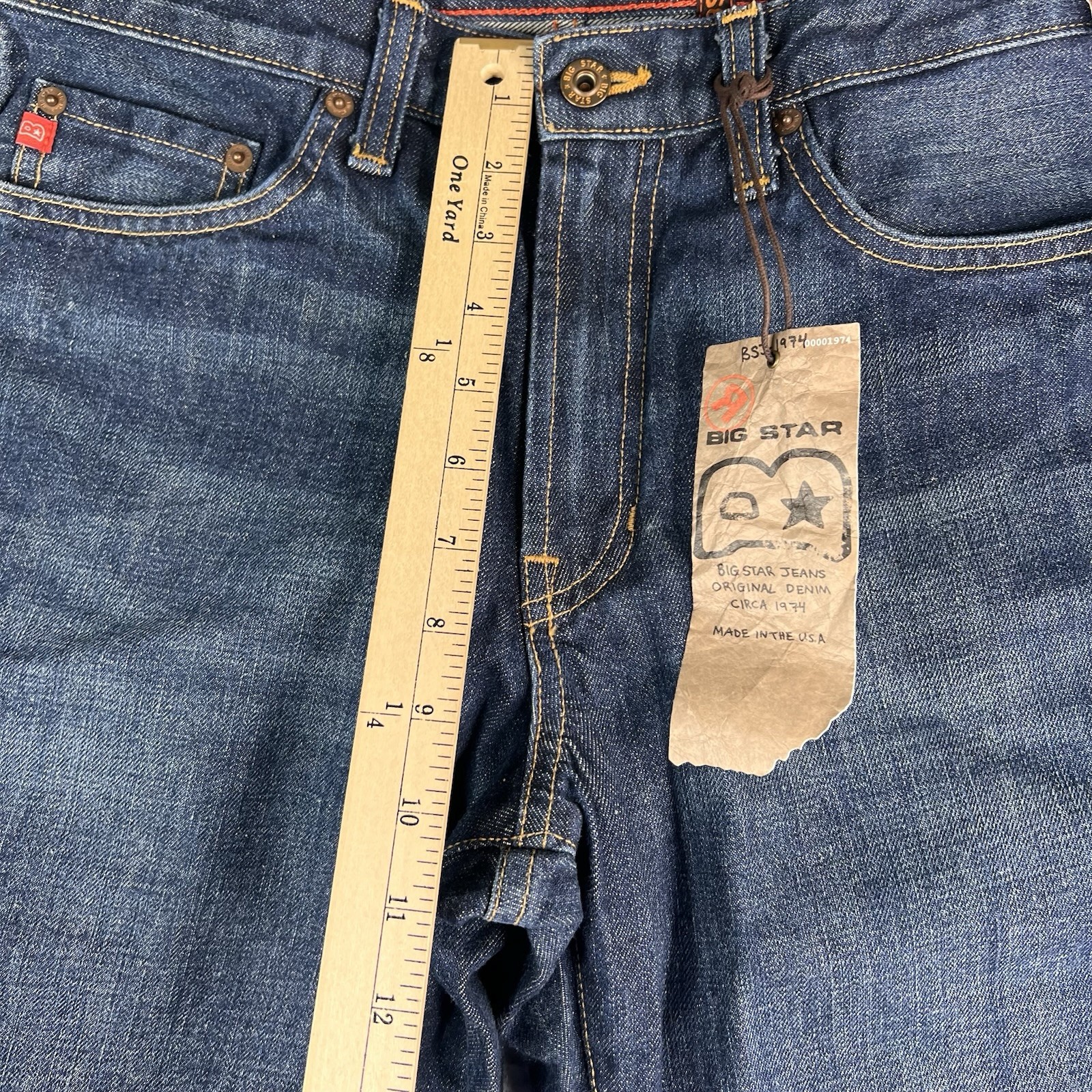 New BIG STAR Kruiser Loose Straight Distressed Dark Wash Blue Jeans Size 31R USA