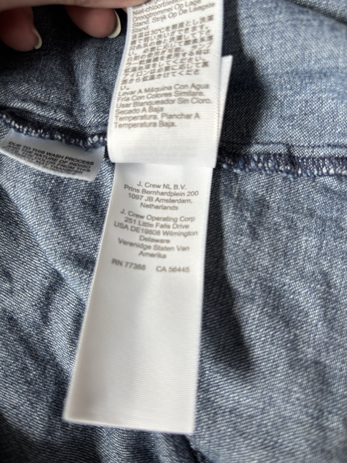 J.Crew Women’s Blue Solid Collared Long Sleeve Cotton Denim Button-Up Shirt S
