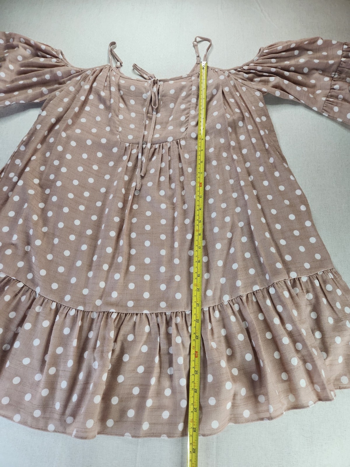 Mustard Seed Off-Shoulder Polka Dot Ruffle Tie Lined Blouse S S18564 #014