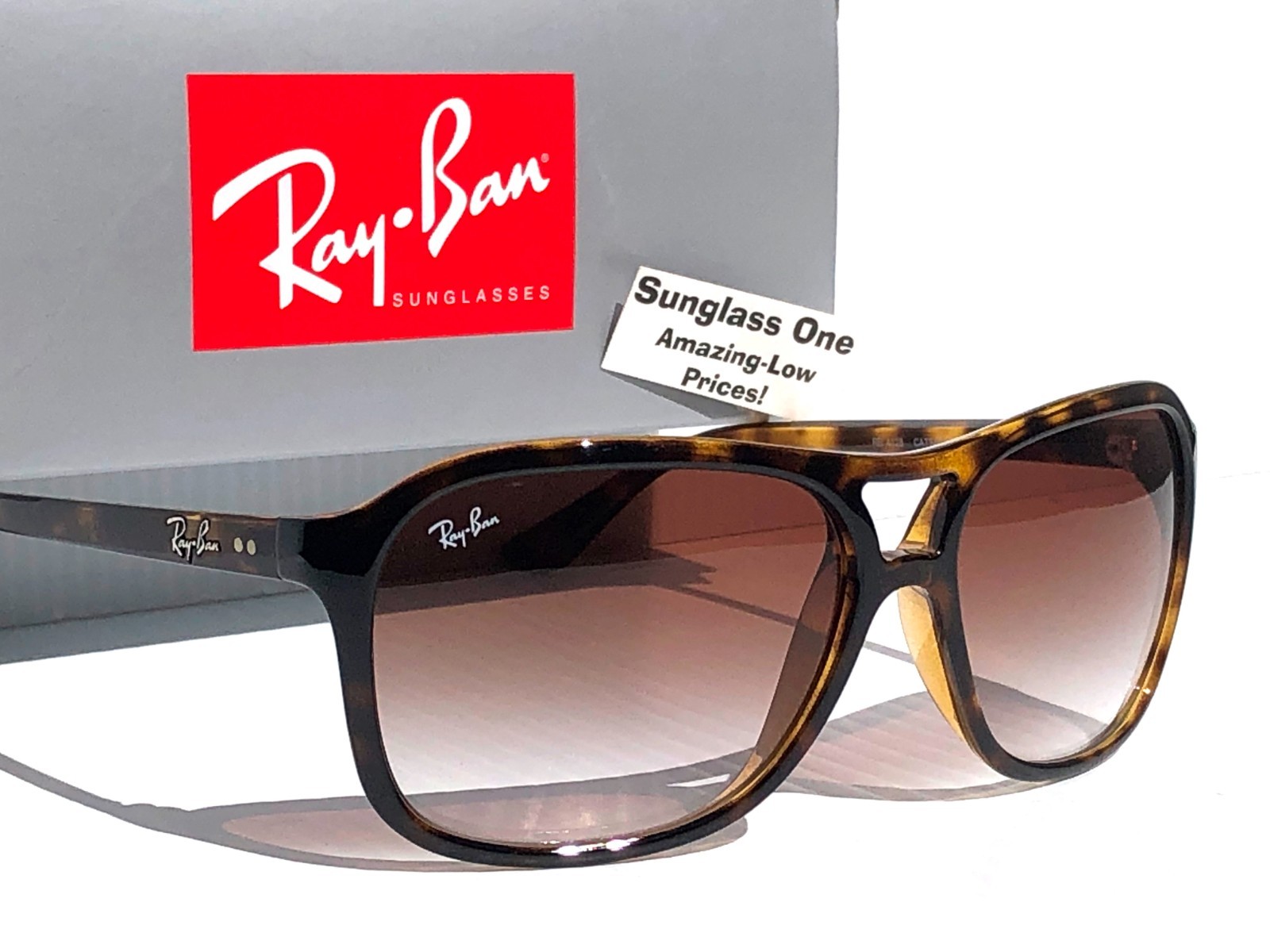Ray Ban CATS 4000 Light Havana GRADIENT Crystal Brown Sunglass RB 4128 710/51