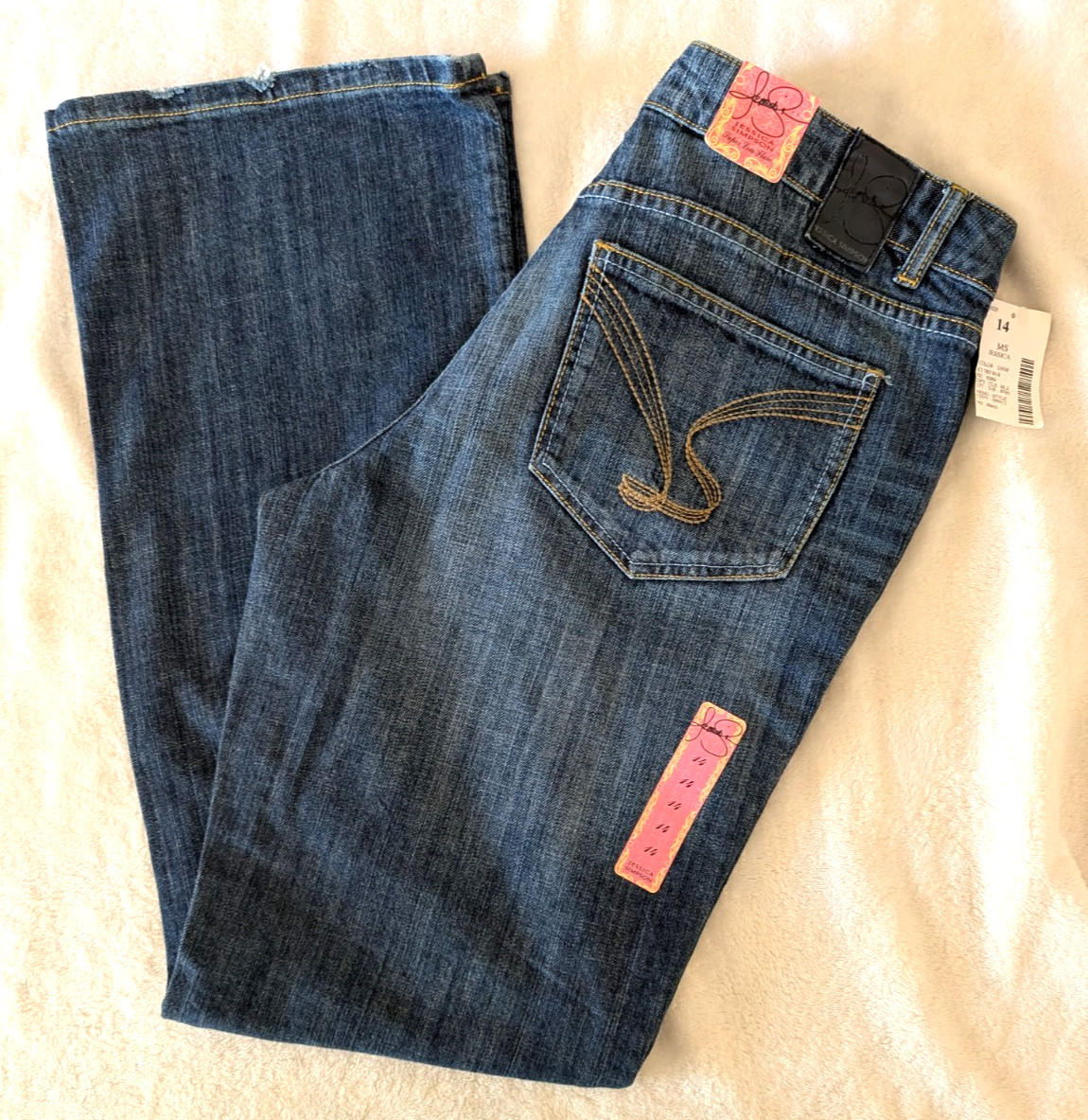 NWT Jessica Simpson Women’s Blue Super Low Flare Sequence Beading Size 14