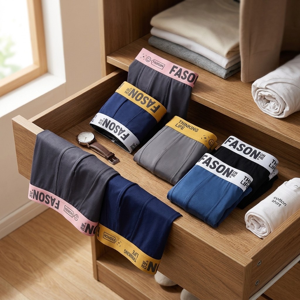 5 Pack Men’s Boxer Briefs Boyshort Underwear Elastic Waist Casual Mixed Colors