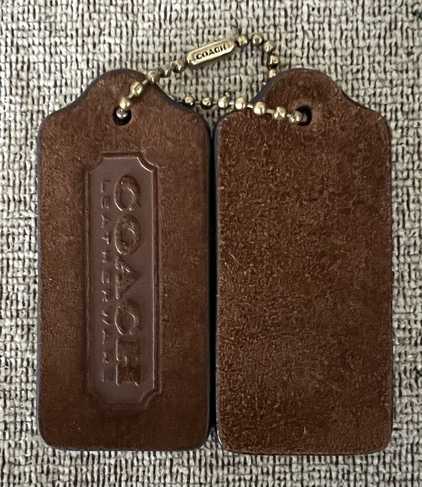 Genuine Coach Two 2.25” Brown Suede Leather HangTags 2009 Haversack Bag New