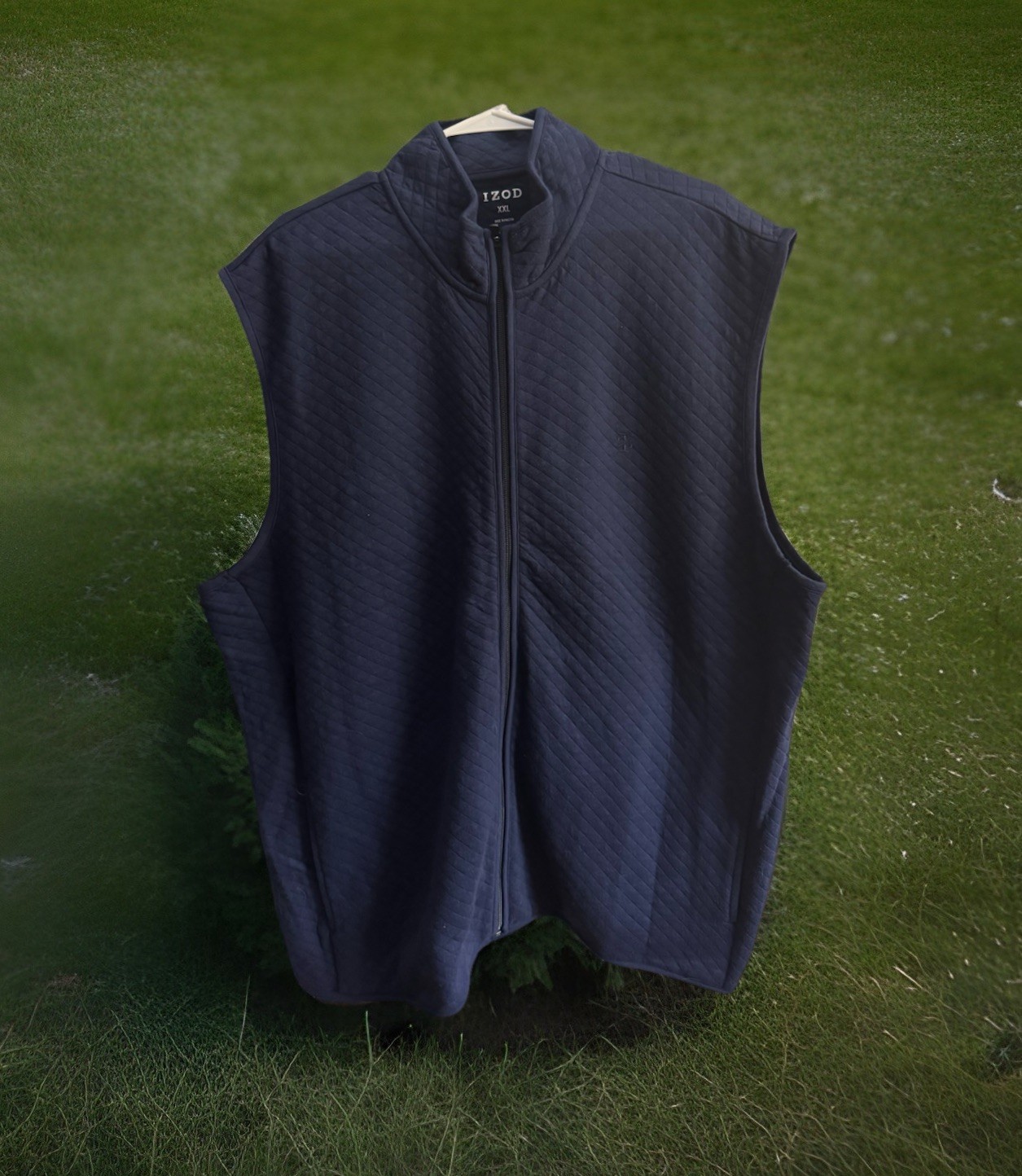 NWOT IZOD Mens XXL Navy Quilted Full Zip Vest Mock Neck Golf Casual Layer