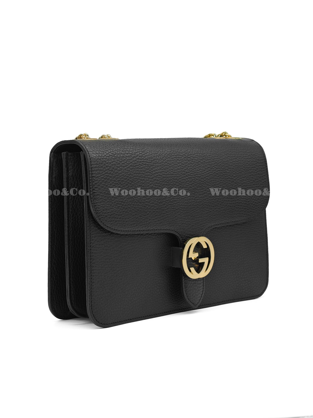 Gucci Double G Buckle Chain Crossbody Bag Large Women’s Black 11x3x7.4 in