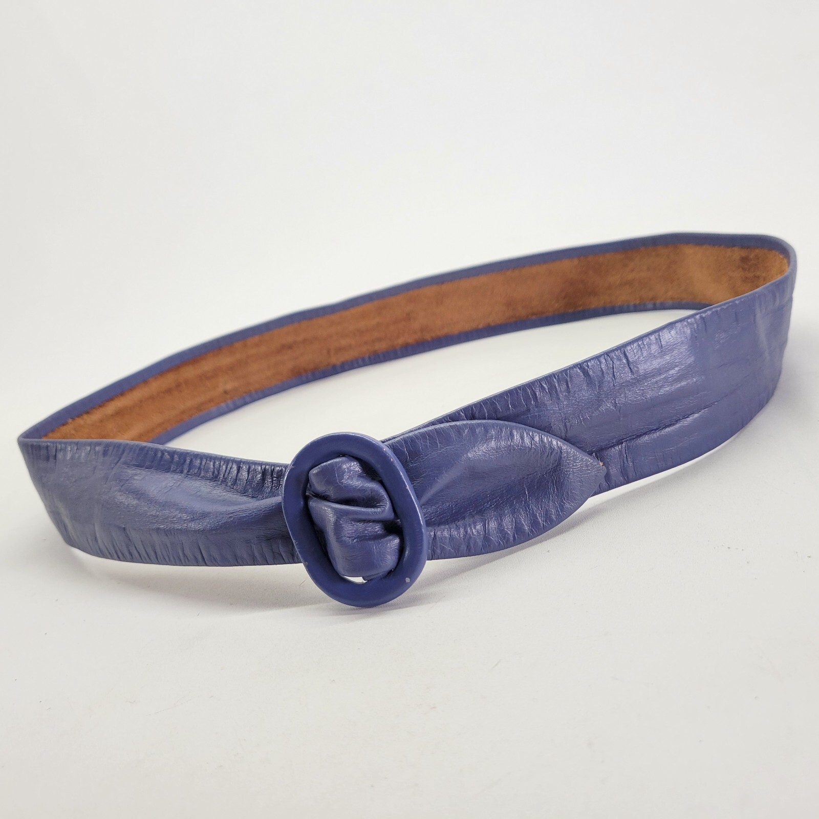 Vintage Leather Belt 30 32 34 Cornflower Blue