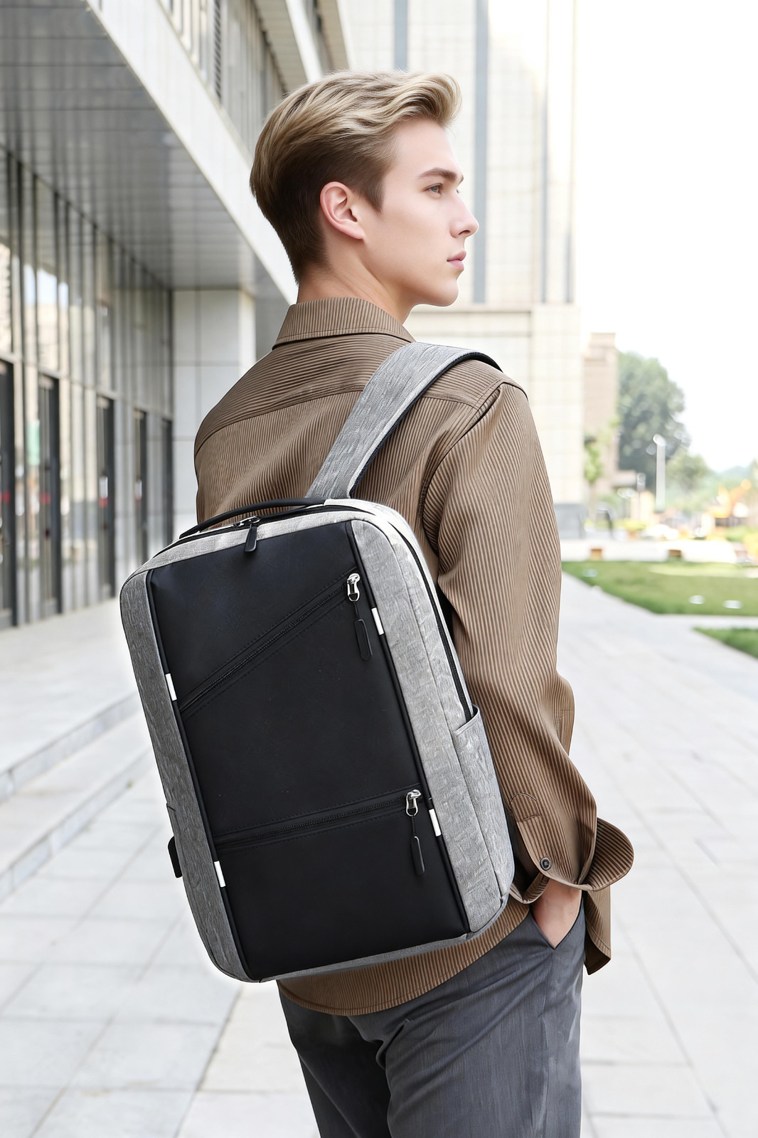 Blue Business Laptop Waterproof Backpack Set Travel College School Bag