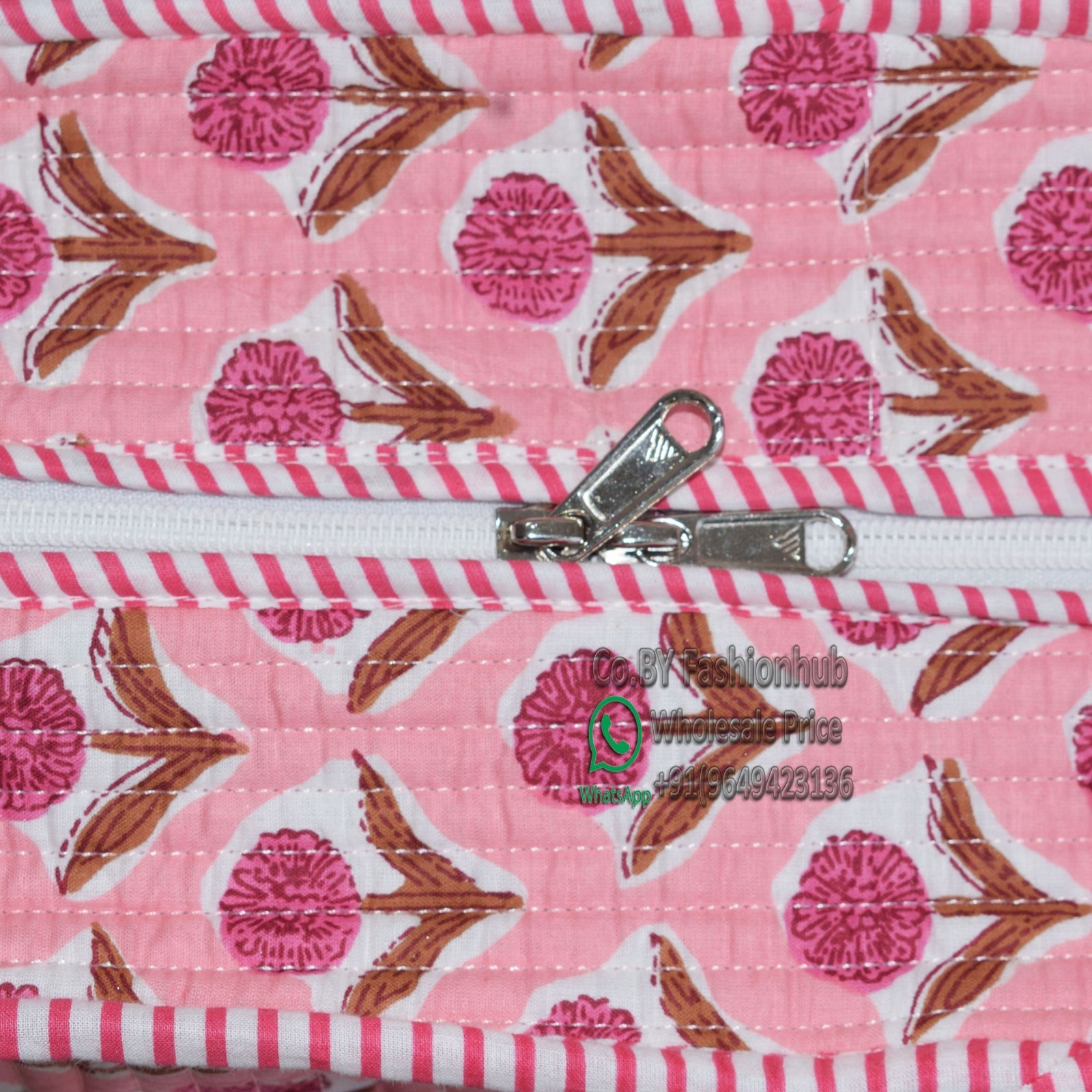 Quilted Tote Bag Handmade Block Print Cotton Handbag Indian Floral Boho Beach