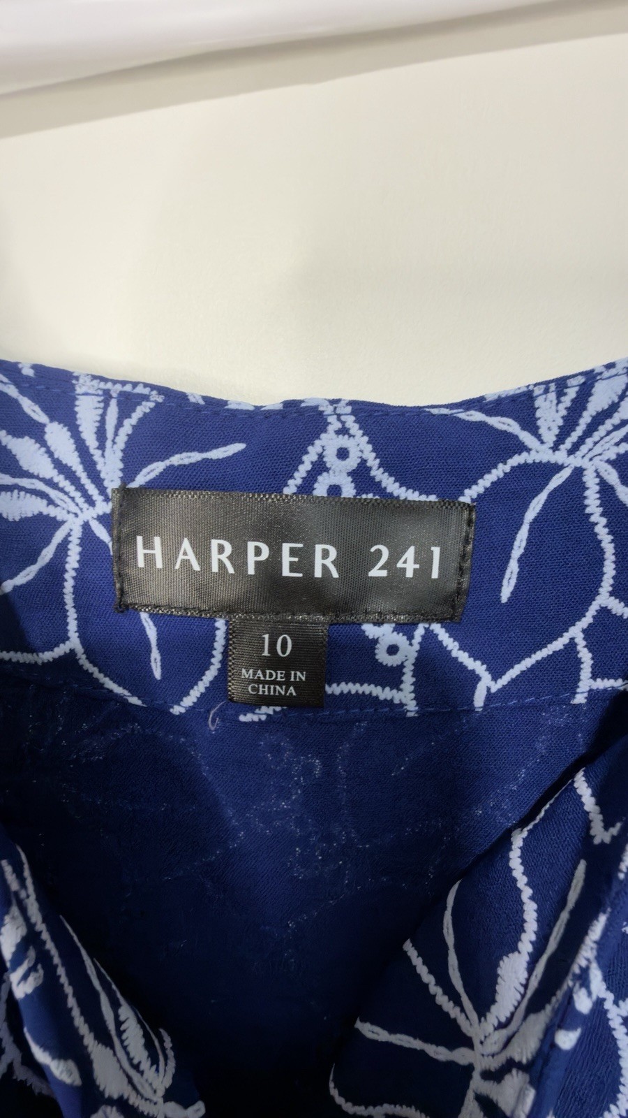 Harper 241 10 Blue/White Floral Mini Dress Square Neck Puff Short Sleeve