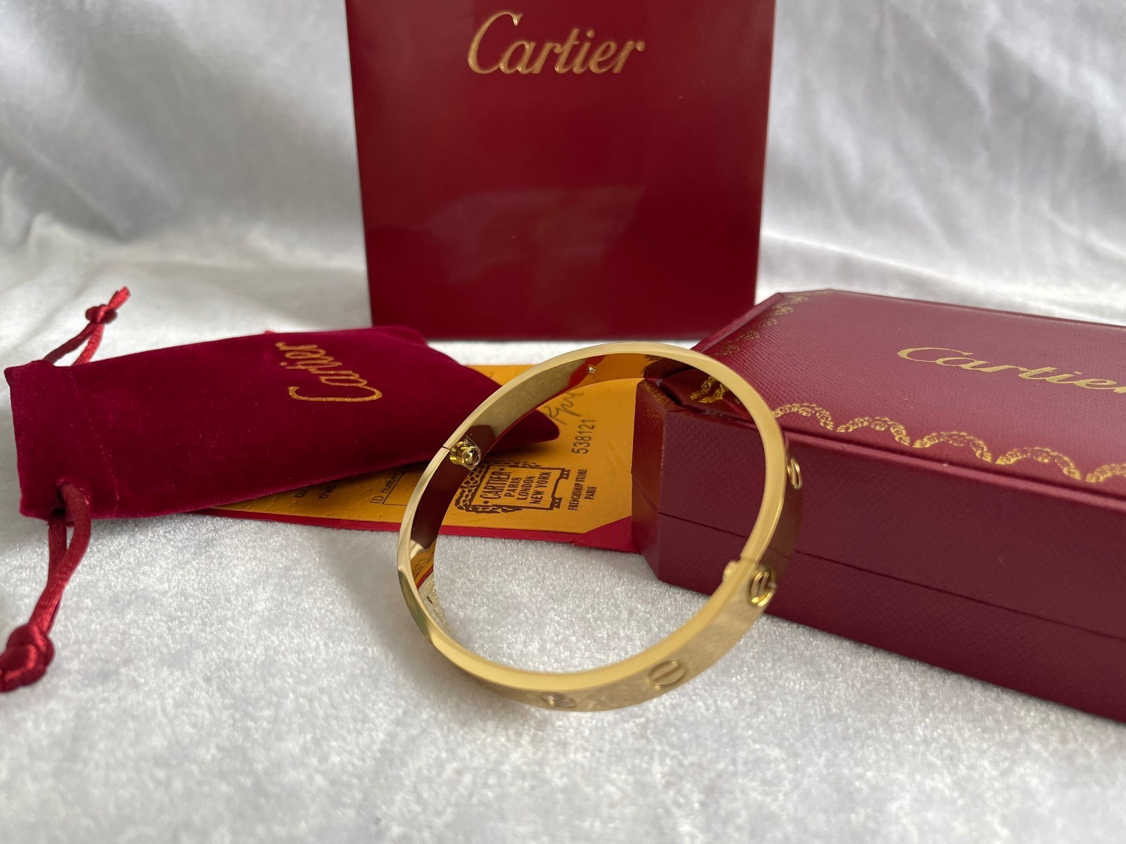 Cartier Big C Diamond Cut Frameless BLACK Lens Gold Frame & Certification Papers