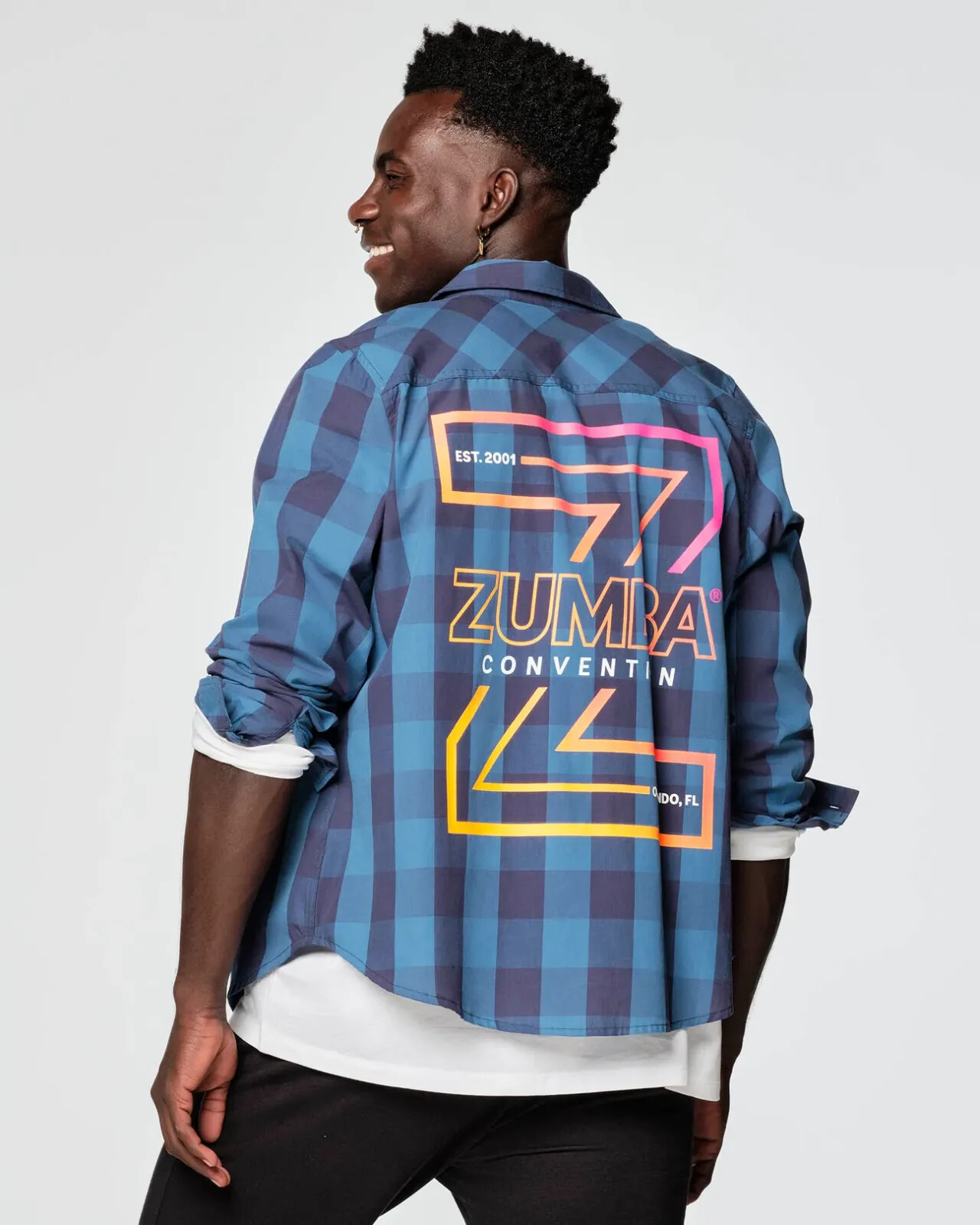 Zumba Convention Button Down Shirt ~ Blue ~ ZINCON ~ XS S M L XL XXL ~ Free Ship