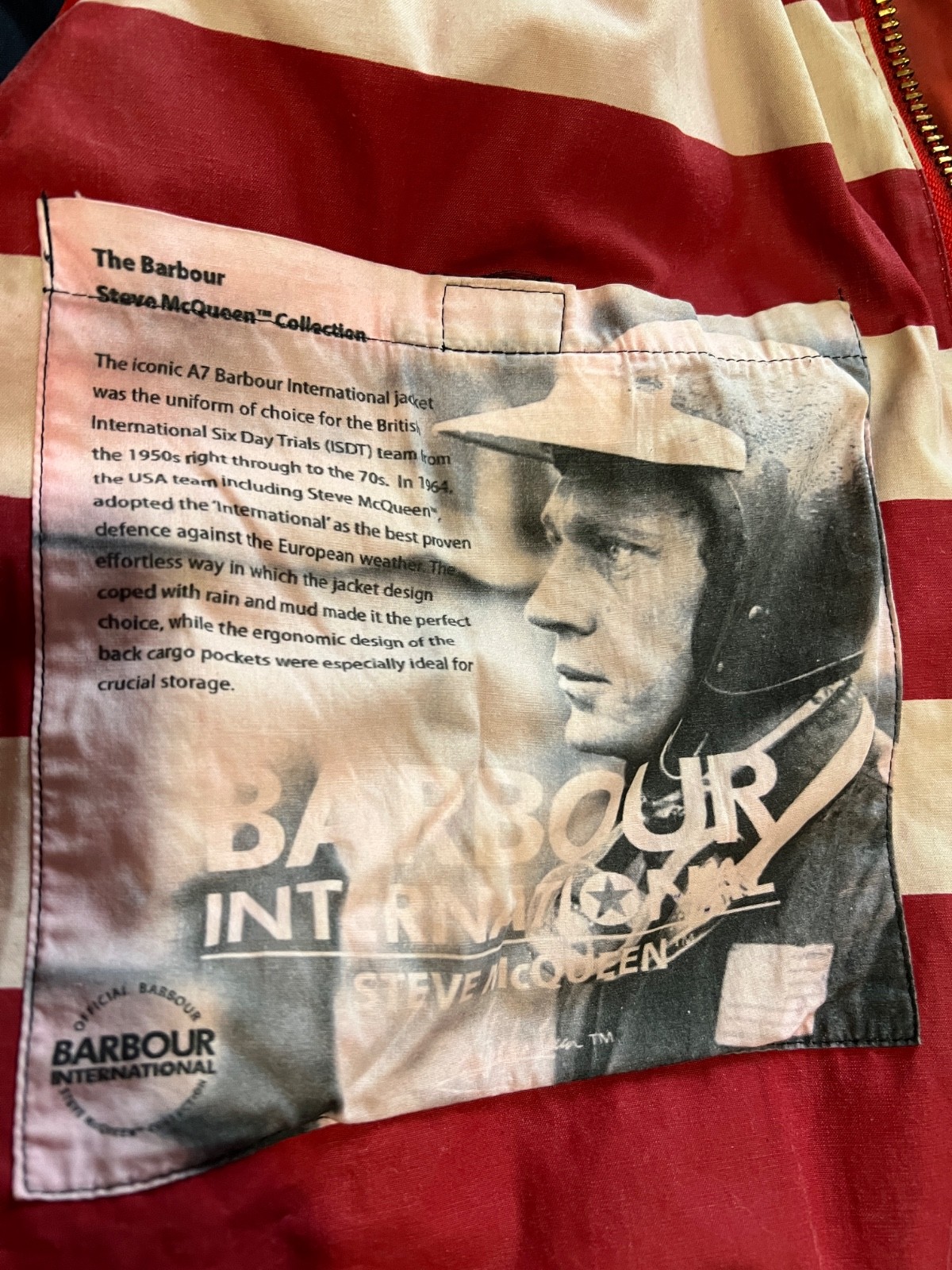 BARBOUR INTERNATIONAL Steve McQueen Collection Limited Waxed Cotton Red L