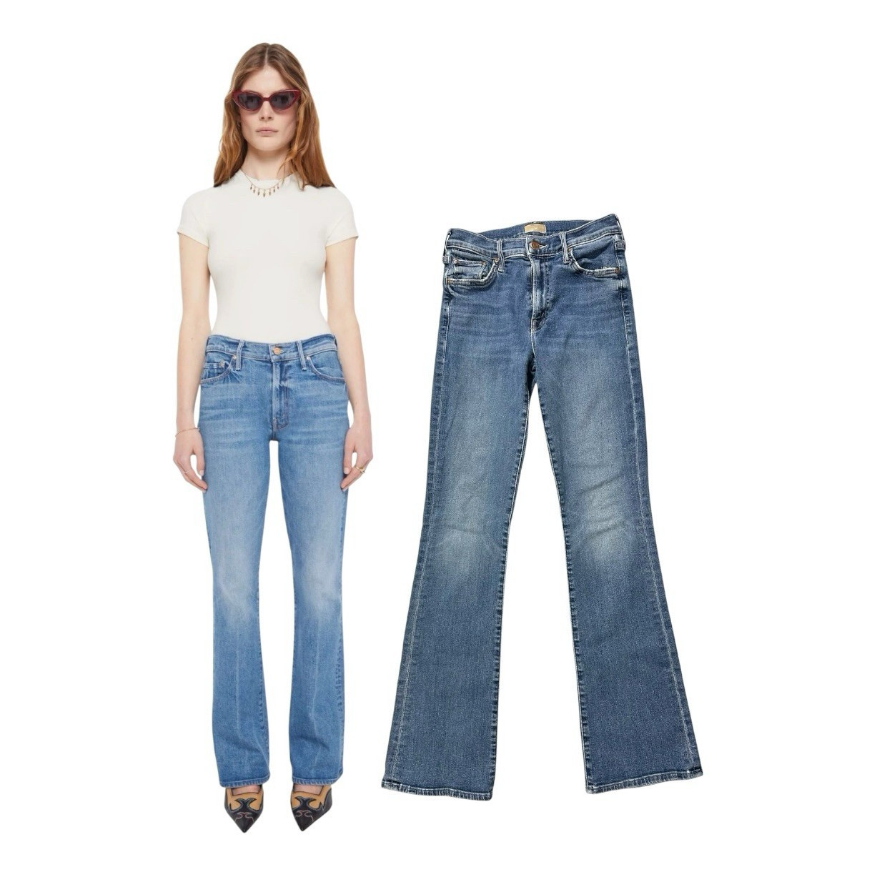 MOTHER The Outsider Sneak Slim Bootcut Flare Jeans Dark and Stormy Night Size 26