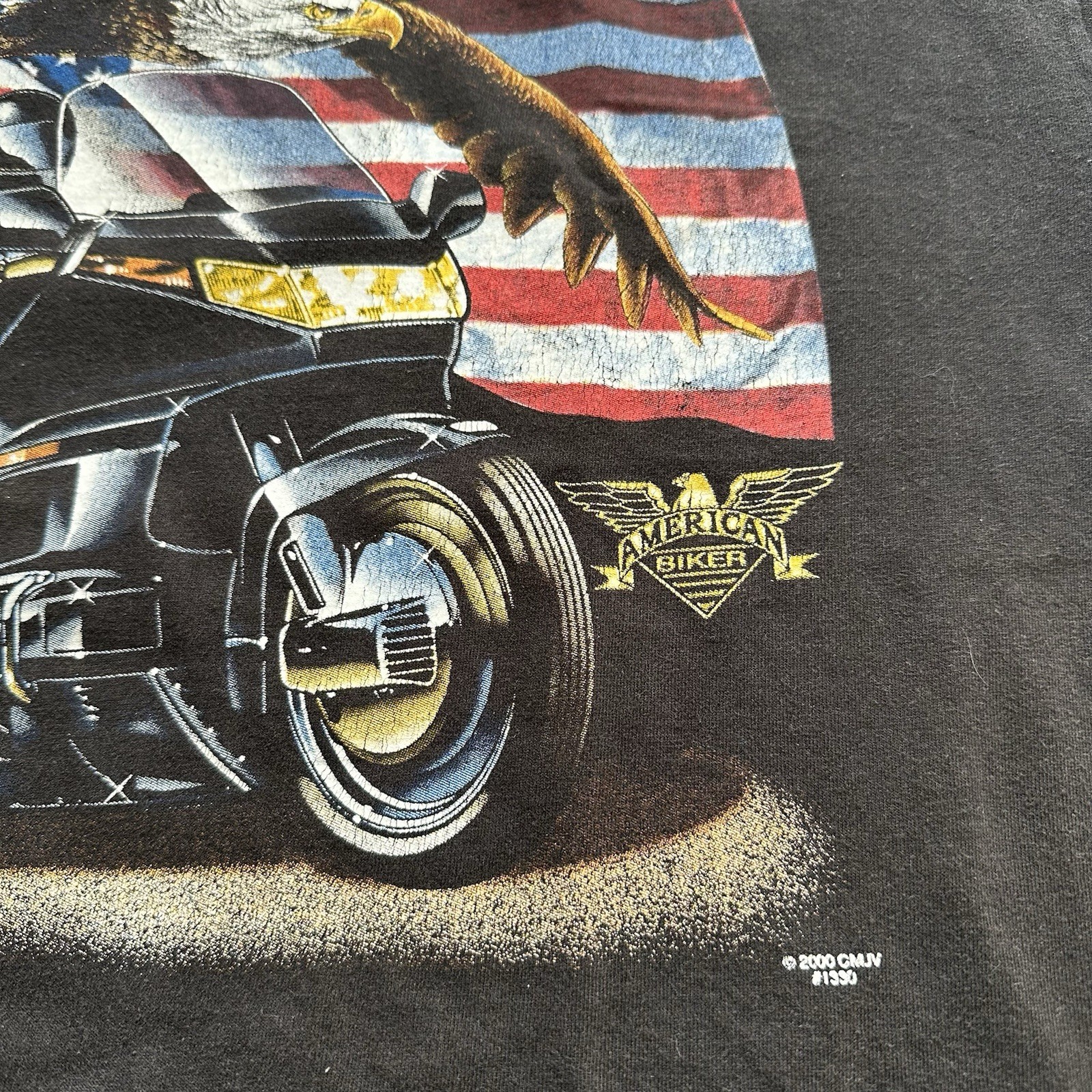 American Biker “Just Wing It” Motorcycle Rider 2-Up Touring Black T-Shirt Size M