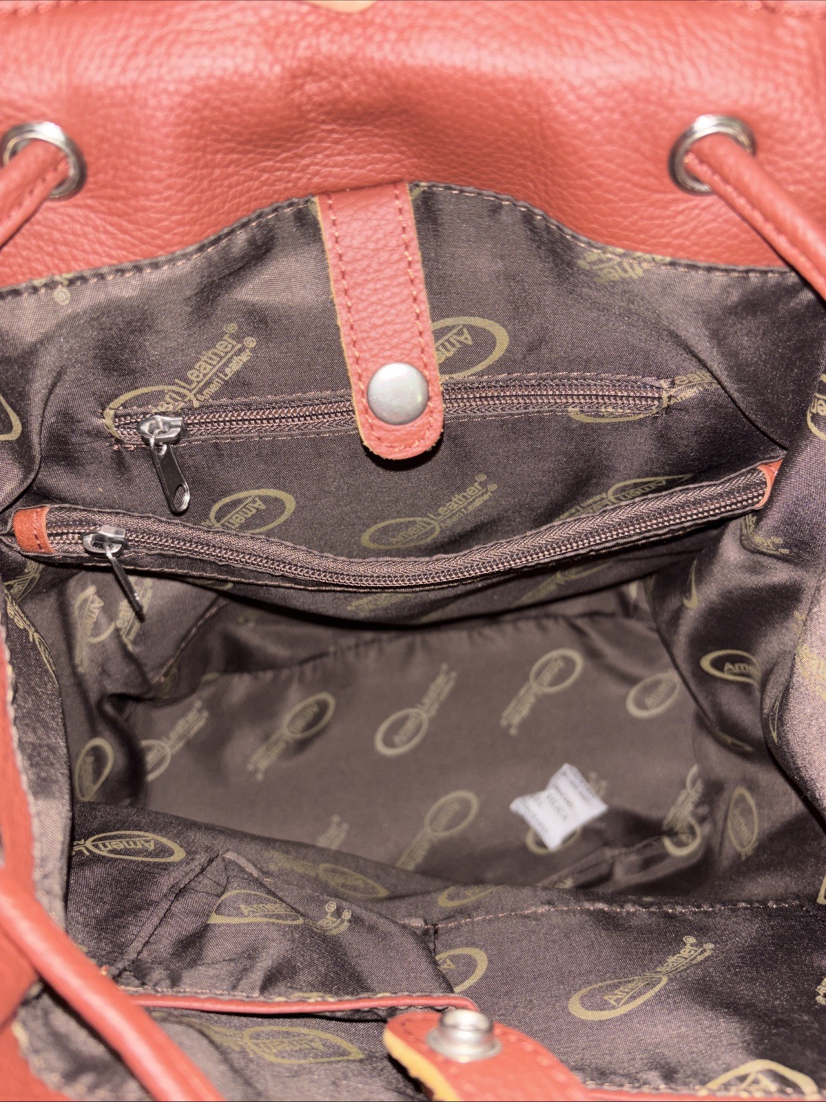 NEW Chief Flapover Brown Drawstring Leather Backpack 13.75 X 12.75 X 6.25”